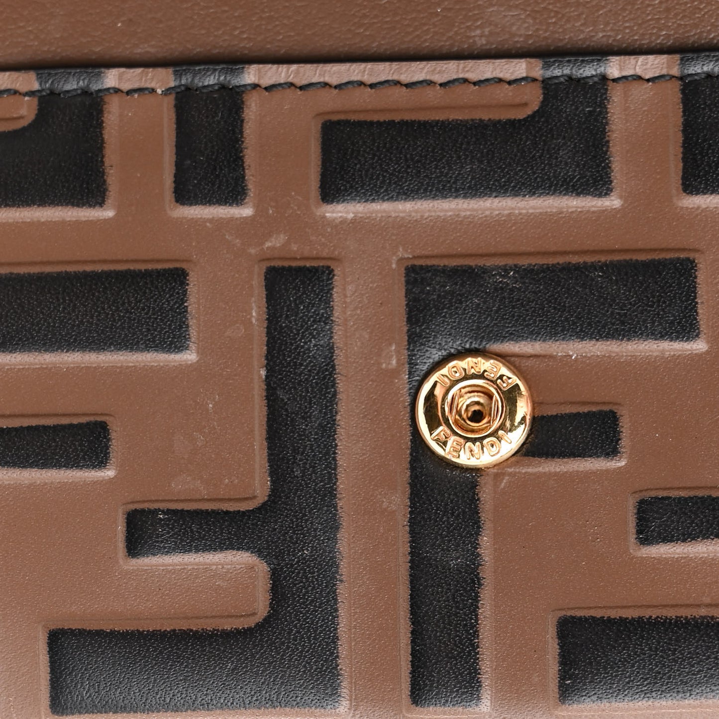 Vitello Soft F is Fendi Bi-Color FF 1974 Embossed Continental Envelope Wallet On Chain Maya Black