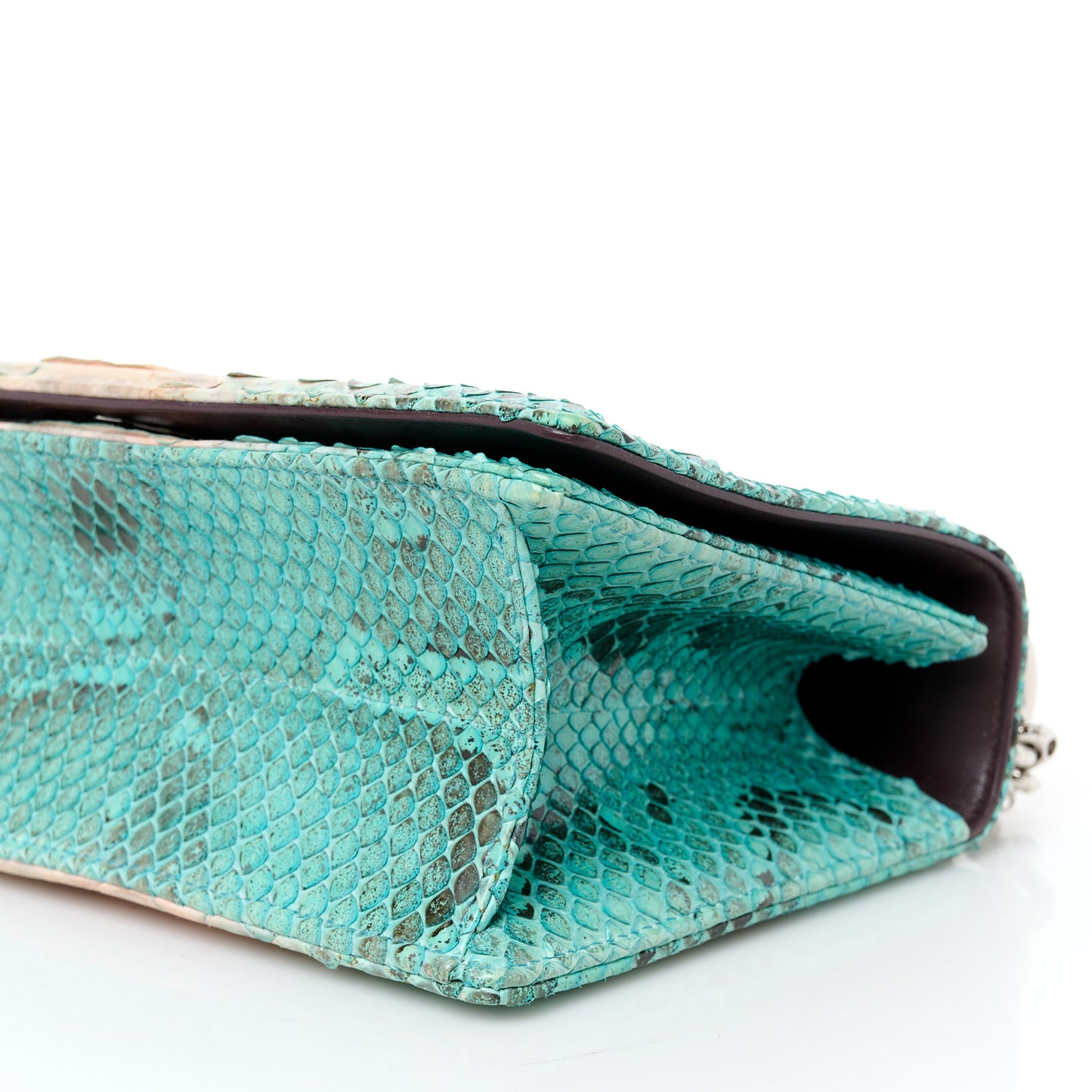 Snakeskin Gradient Small Diorama Flap Bag Turquoise Beige