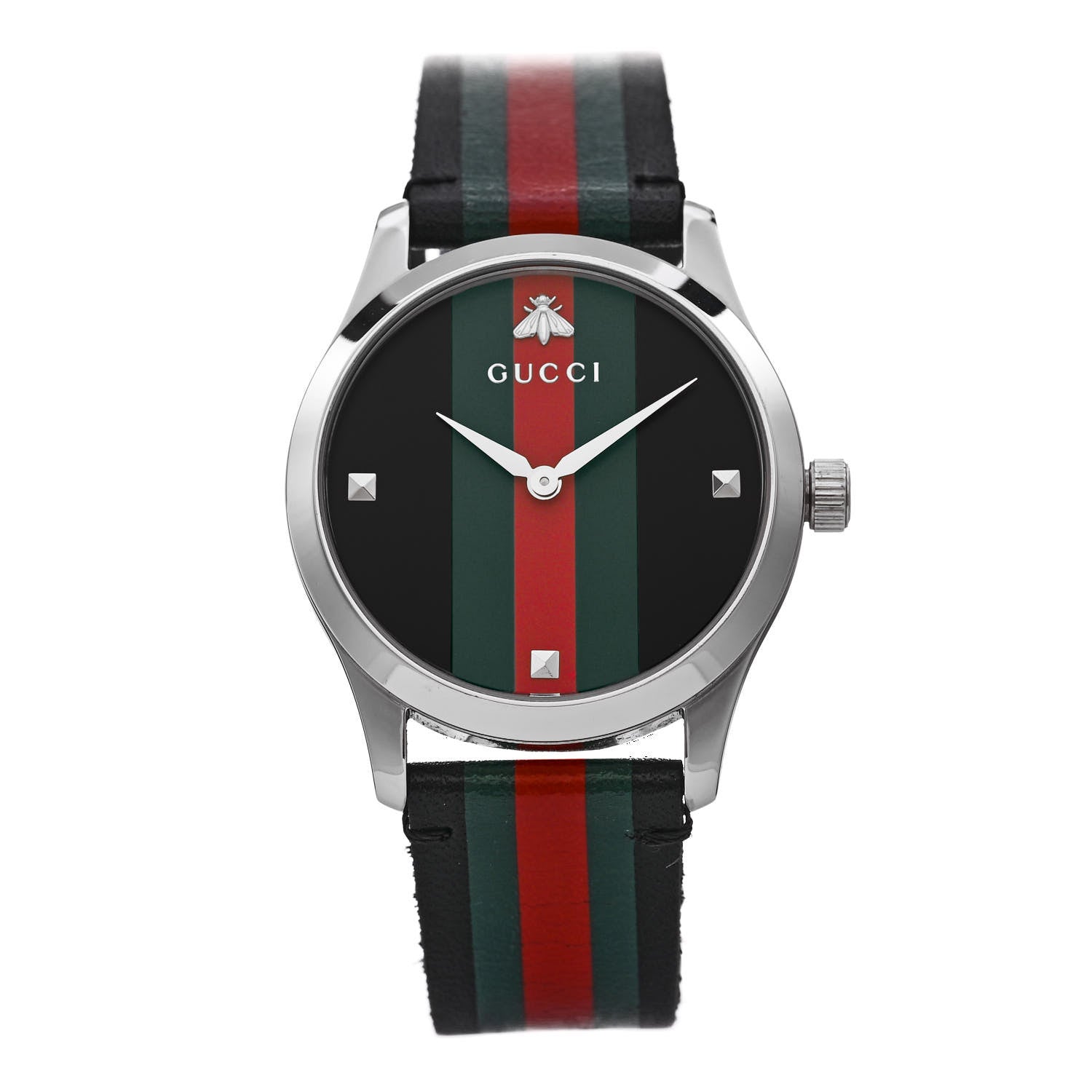 時計 GUCCI Gucci Stainless Steel Calfskin 38mm G-Timeless Stripe Web Quartz