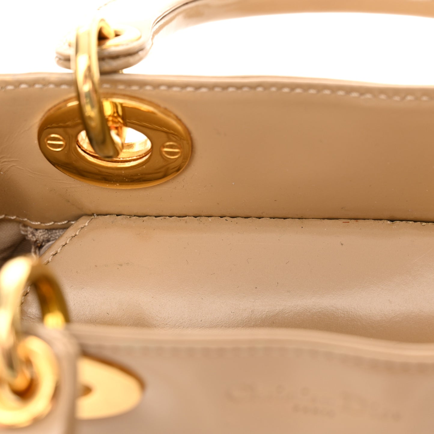 Patent Mini Lady Dior Beige