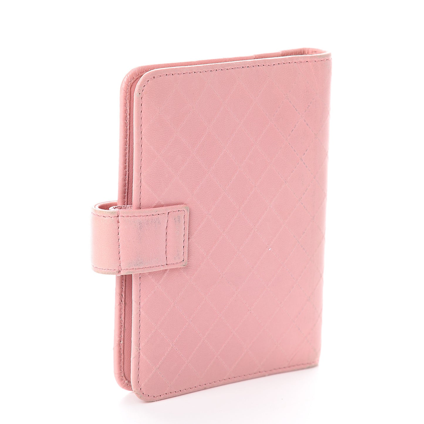 Lambskin Stitched Small Ring Agenda Planner Pink