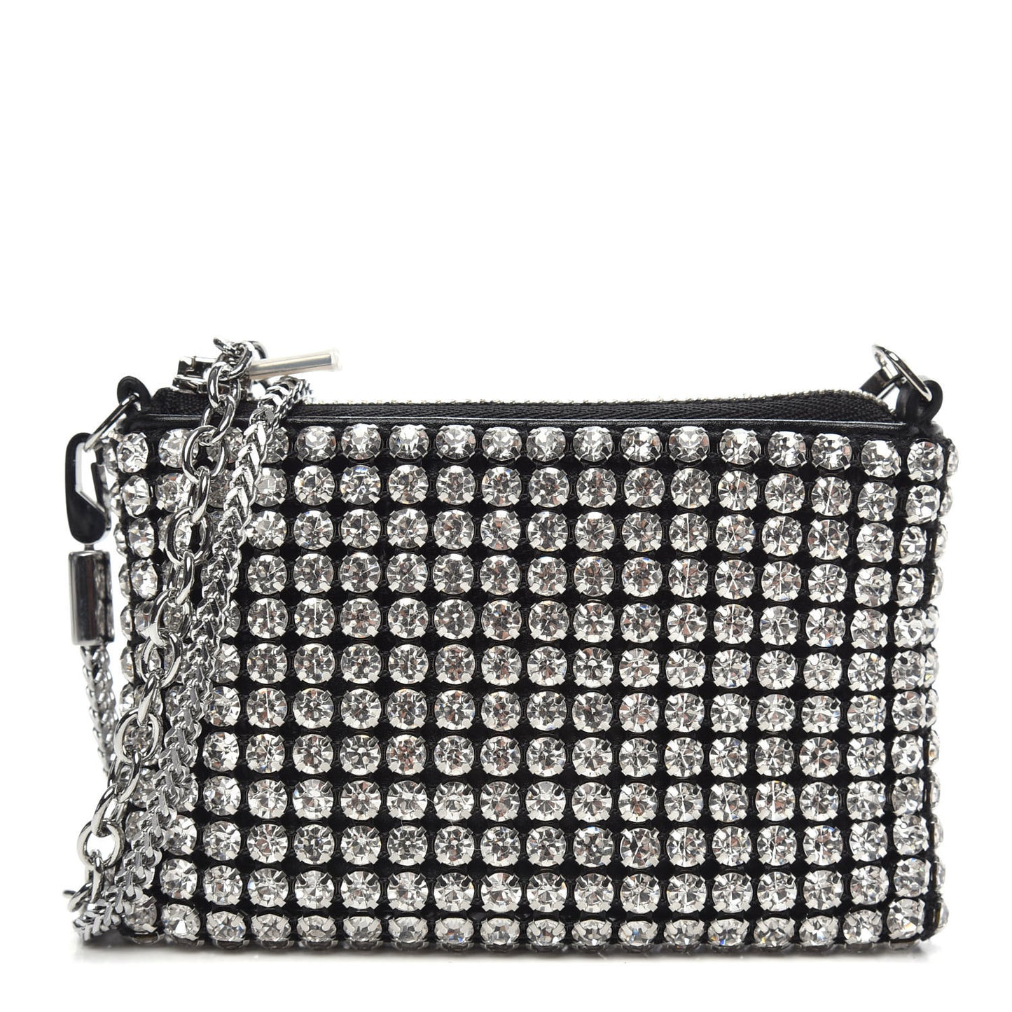 Mesh Crystal Rhinestone Nano Heiress Shoulder Bag Black Silver