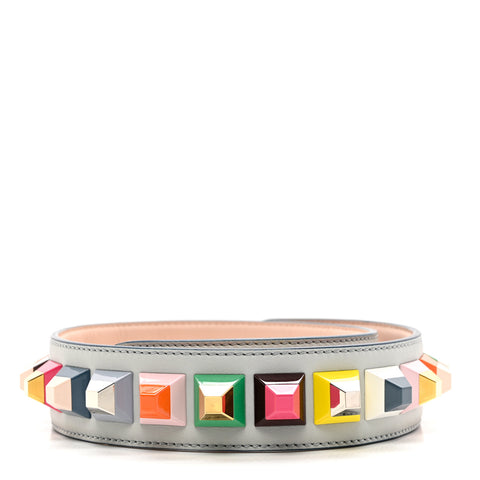 Vitello Dolce Plexiglass Bi-Color Studded Strap You Grigio Perla Plaster Multicolor