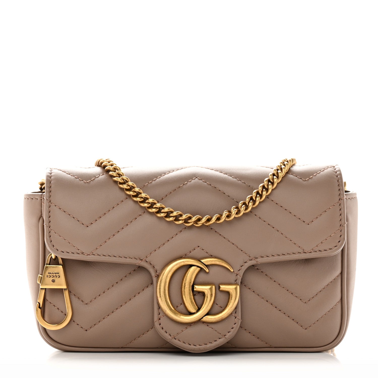 Gucci Calfskin Matelasse Super Mini GG Marmont Shoulder Bag Porcelain Rose 1 of 12