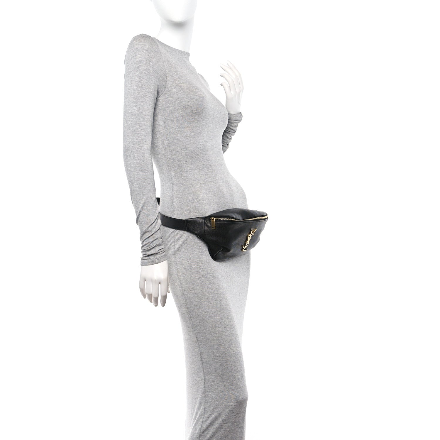 Saint Laurent Grain De Poudre Monogram Belt Bag Black 2 of 9
