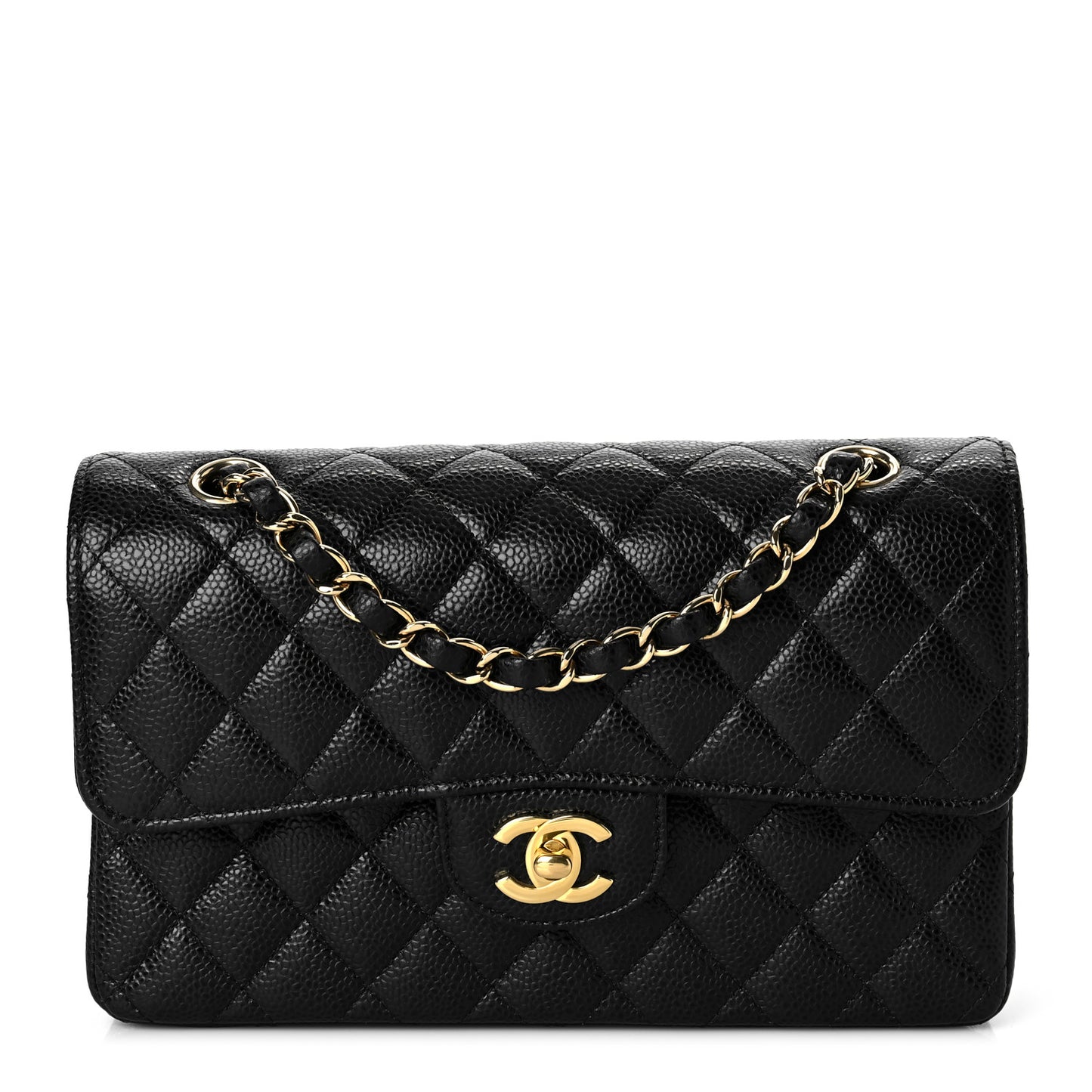 Caviar Quilted Small Double Flap Black