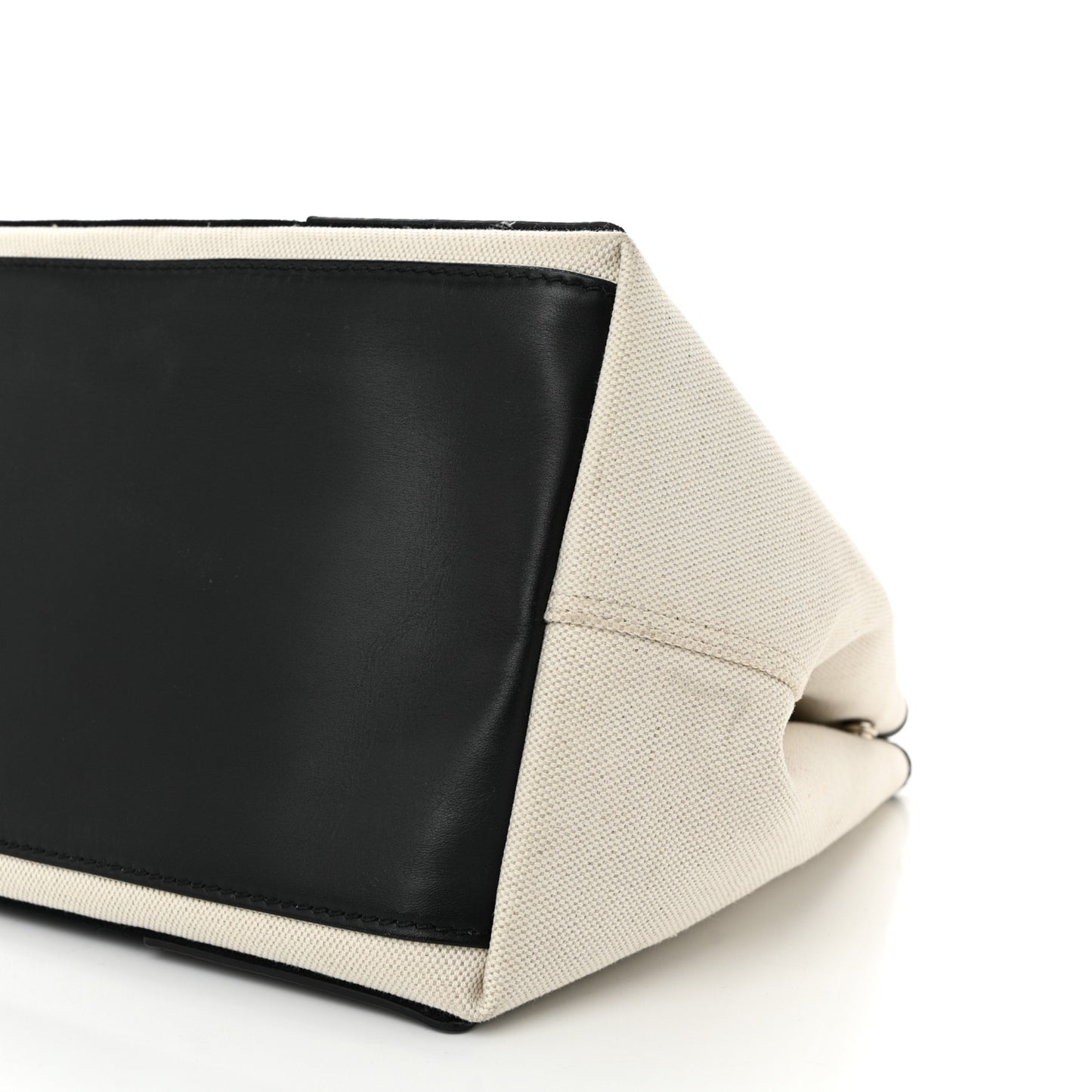 Cotton Canvas Satin Calfskin S Navy Cabas Natural Black