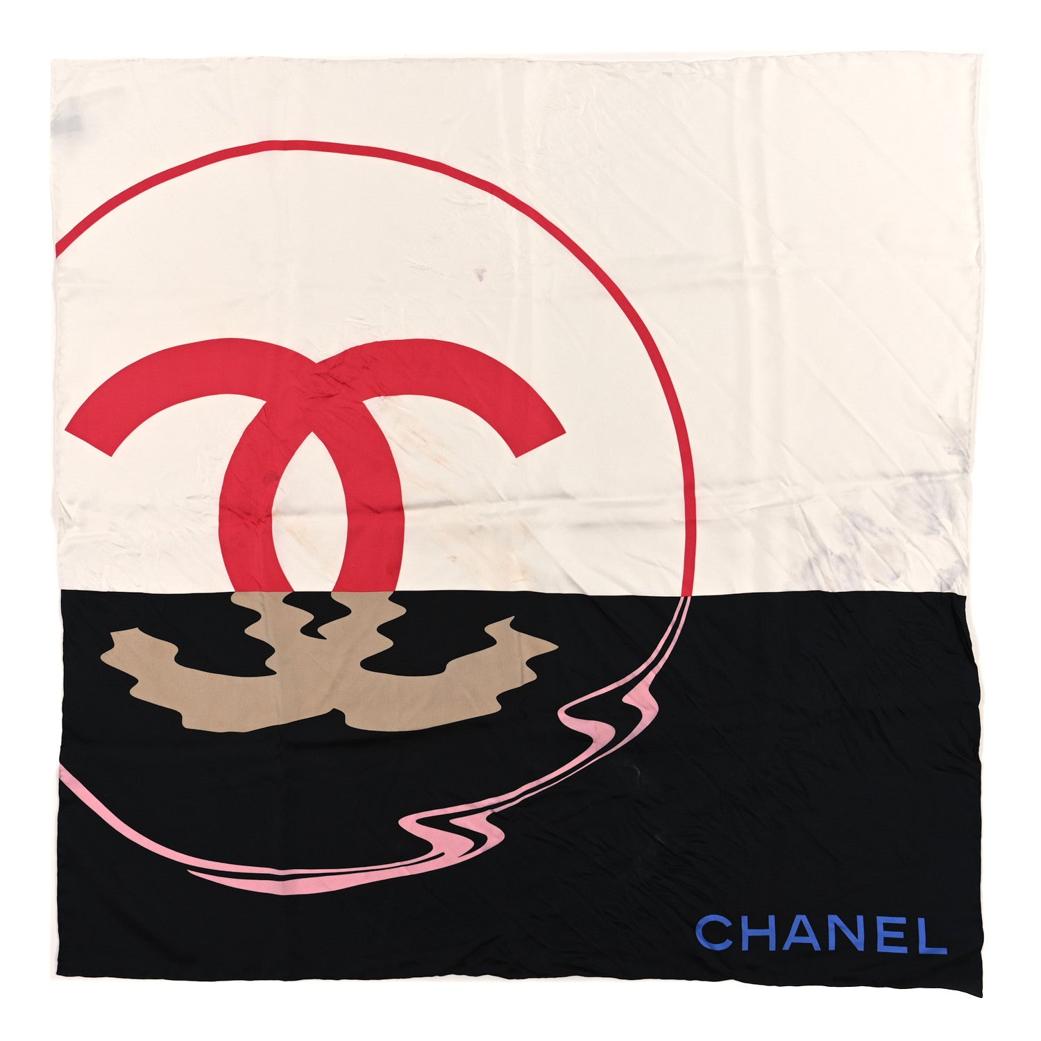 Chanel Silk CC Logo Square Scar Black White Multicolors 1 of 3