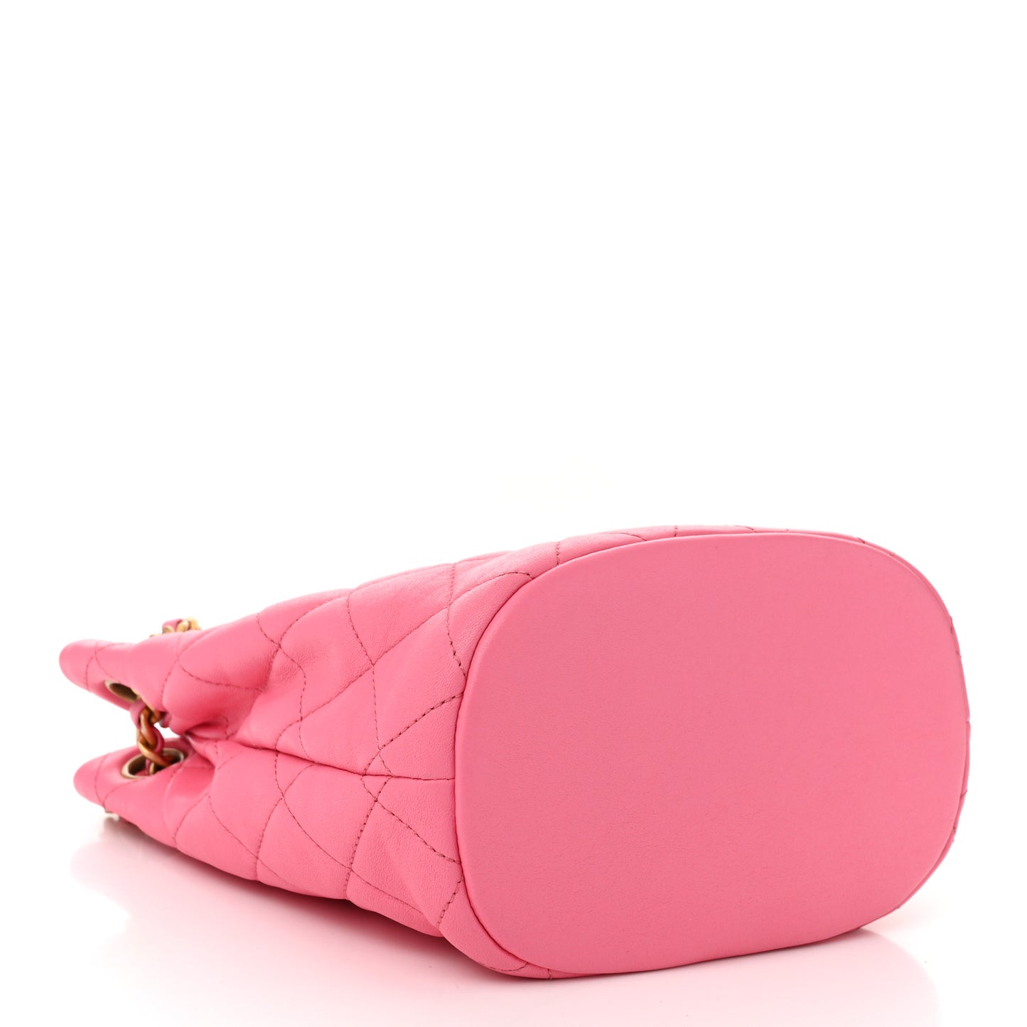 Lambskin Quilted Chaine Lettre Small Bucket Bag Pink