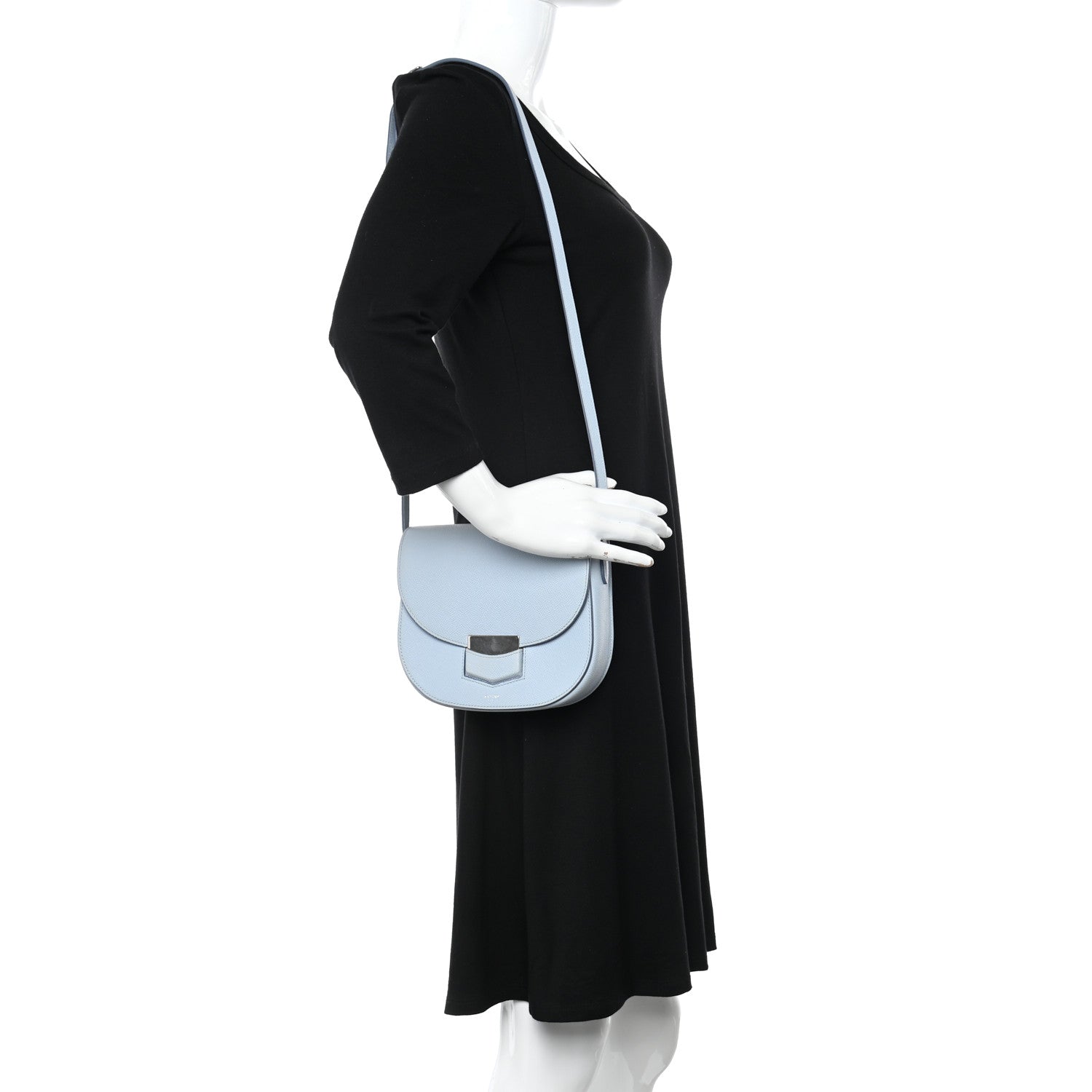 Celine Grained Calfskin Small Trotteur Pale Blue 2 of 11