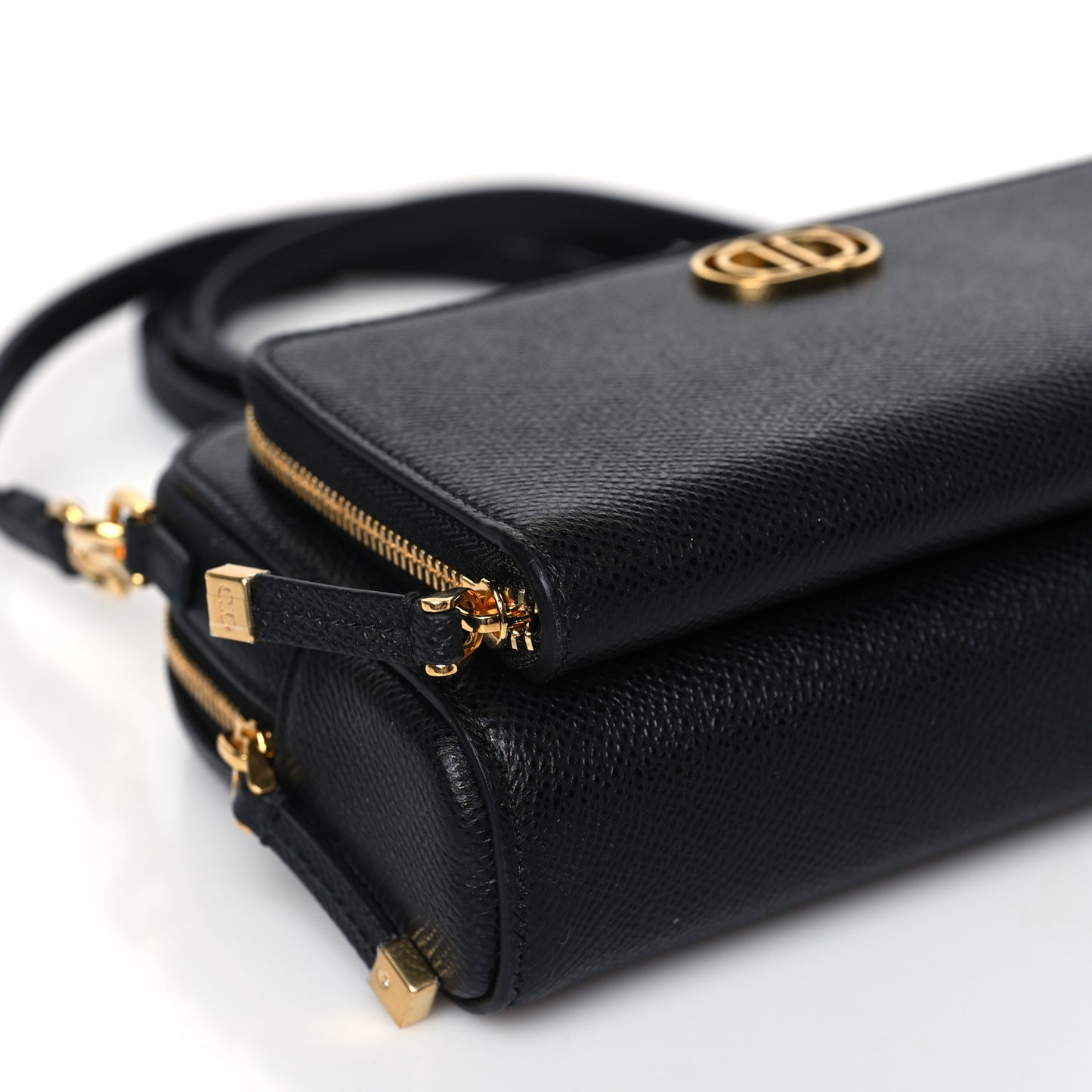 Grained Calfskin Caro Double Pouch Black