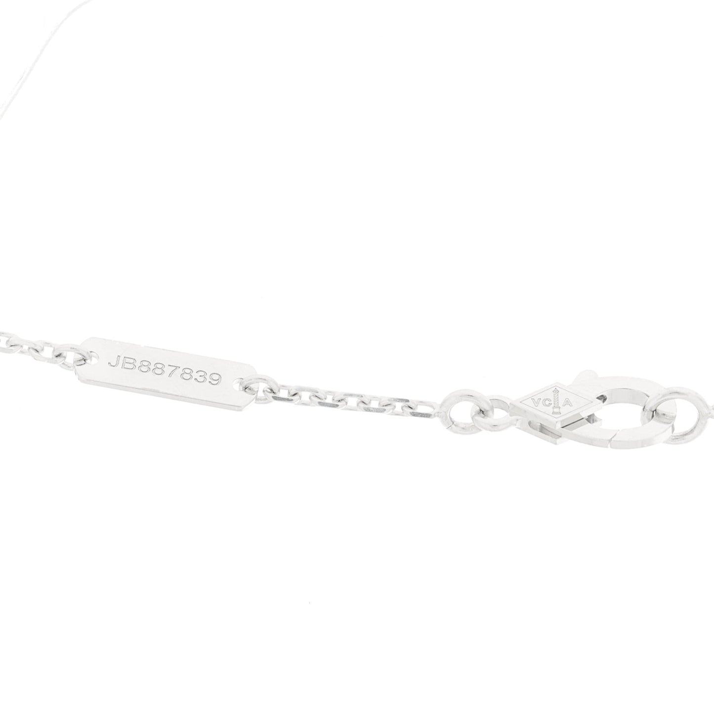 18K White Gold Mother Of Pearl Vintage Alhambra Pendant Necklace