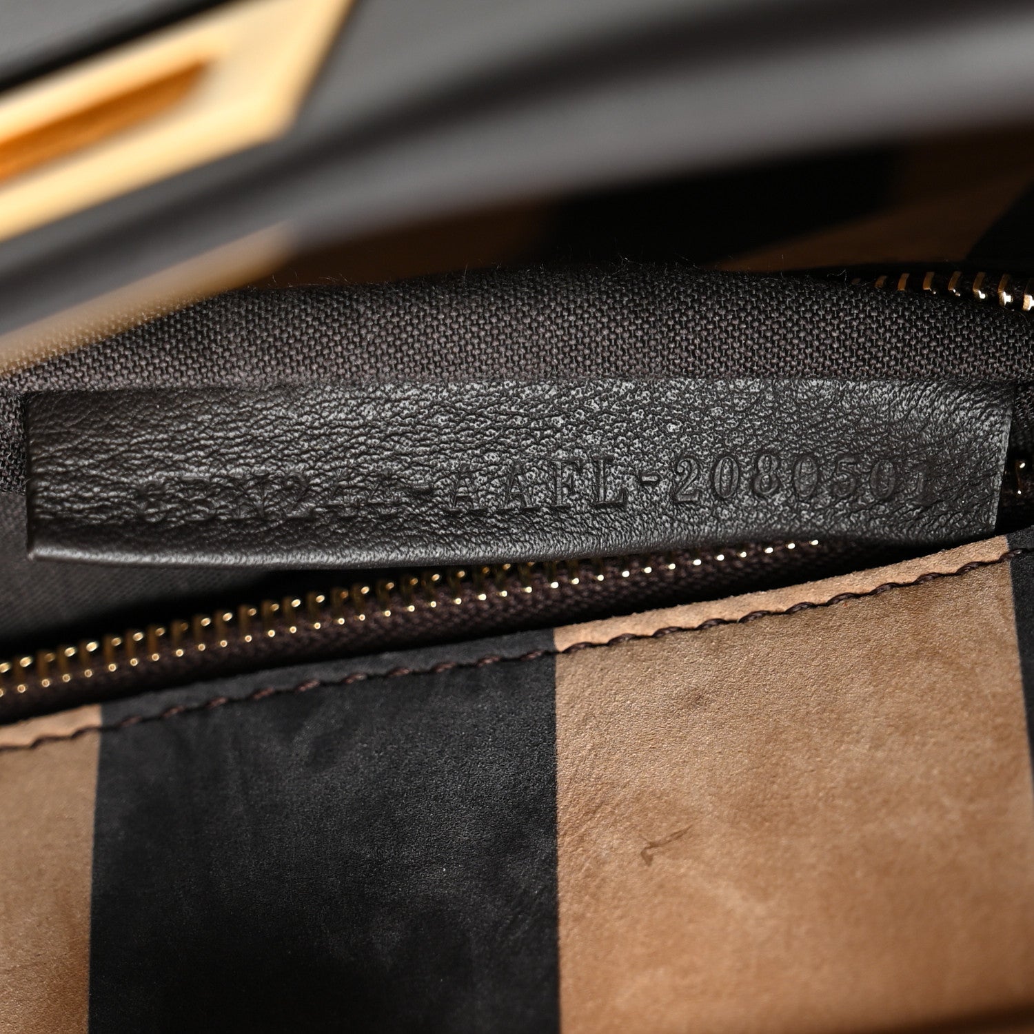 Fendi Vitello Seta Nabuk Pequin Mini Peekaboo Iconic Satchel Ebano Tobacco Moro 8 of 11