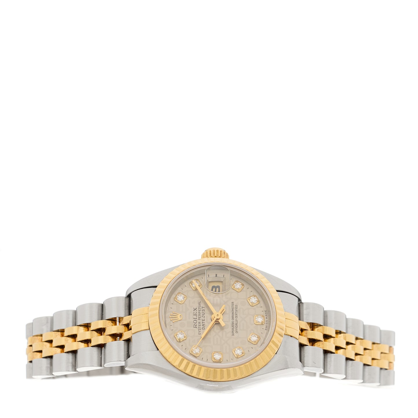 Stainless Steel 18K Yellow Gold Diamond 26mm Oyster Perpetual Datejust Watch Silver Jubilee 69173