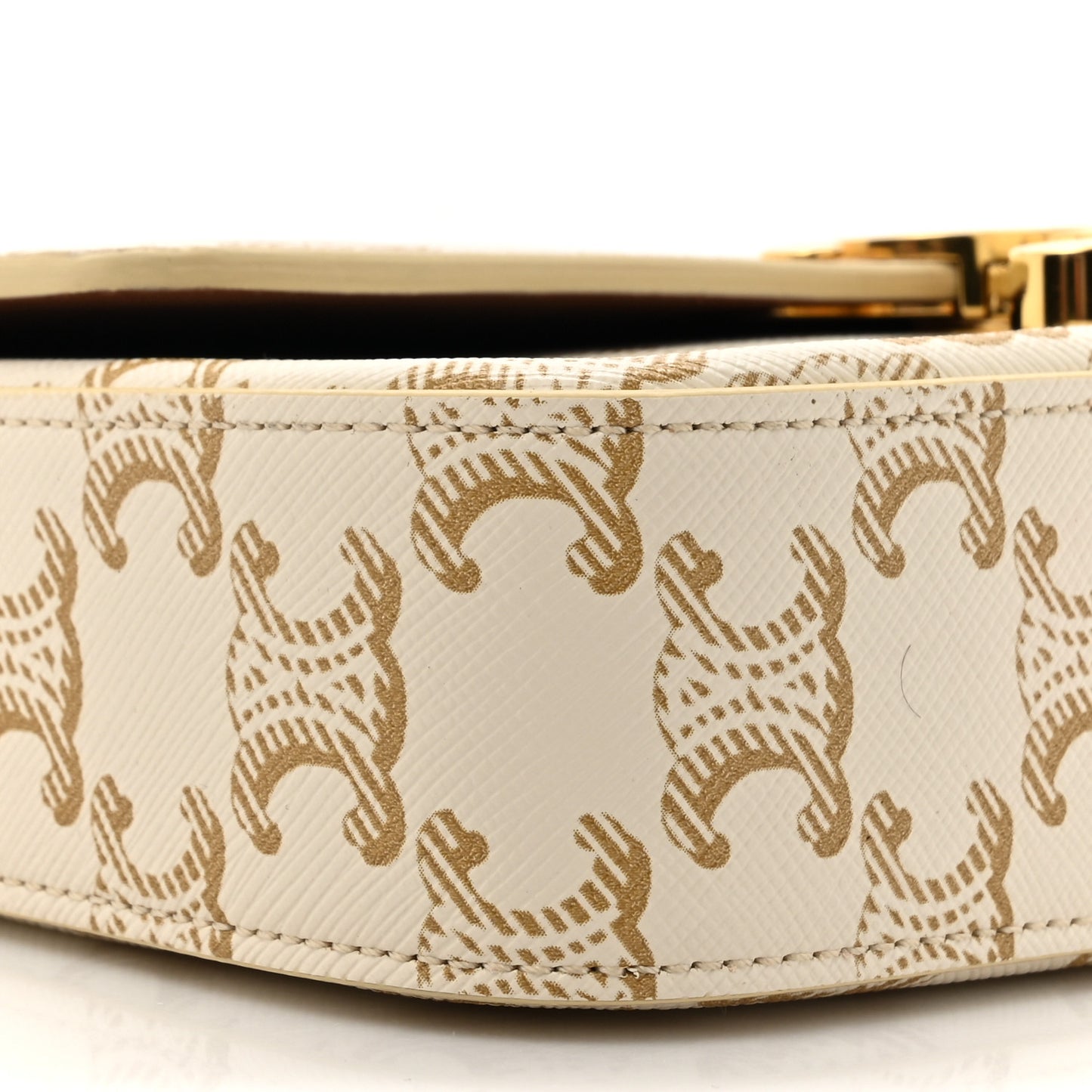 Canvas Calfskin Triomphe Shoulder Bag White