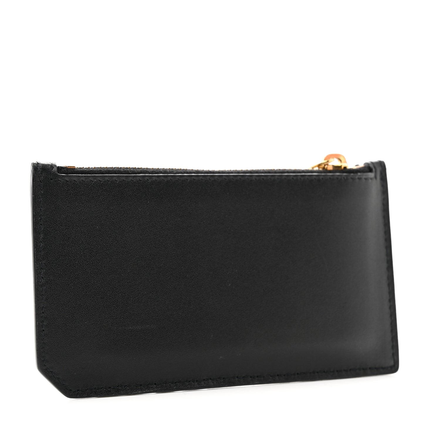 Calfskin 5 Fragments Zip Pouch Card Holder Black