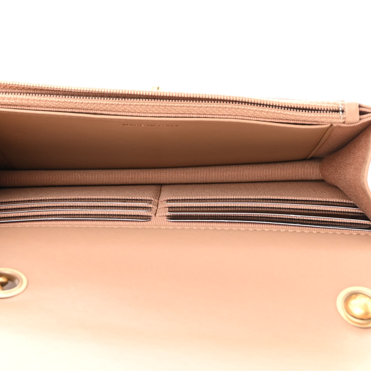 Lambskin Quilted Pillow Crush Wallet On Chain WOC Dark Beige