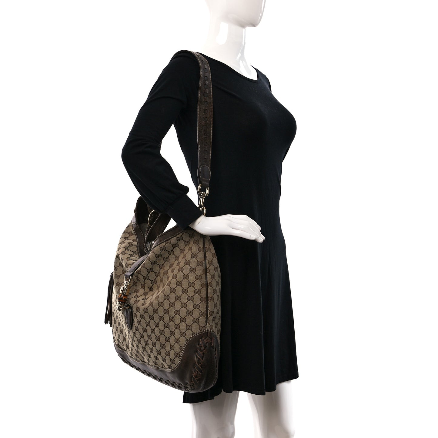 Monogram Large New Jackie Shoulder Bag Dark Brown