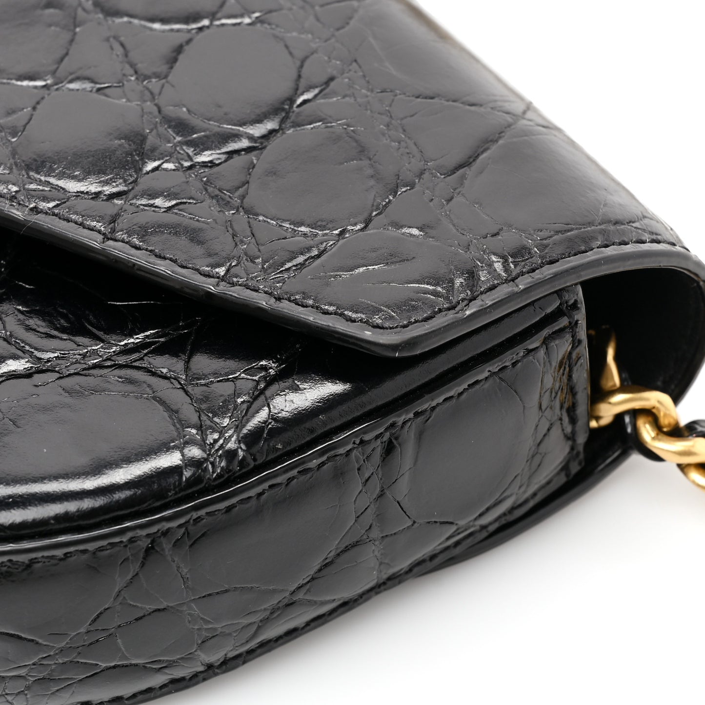 Crocodile Embossed Calfskin W Legacy Saddle Bag Black