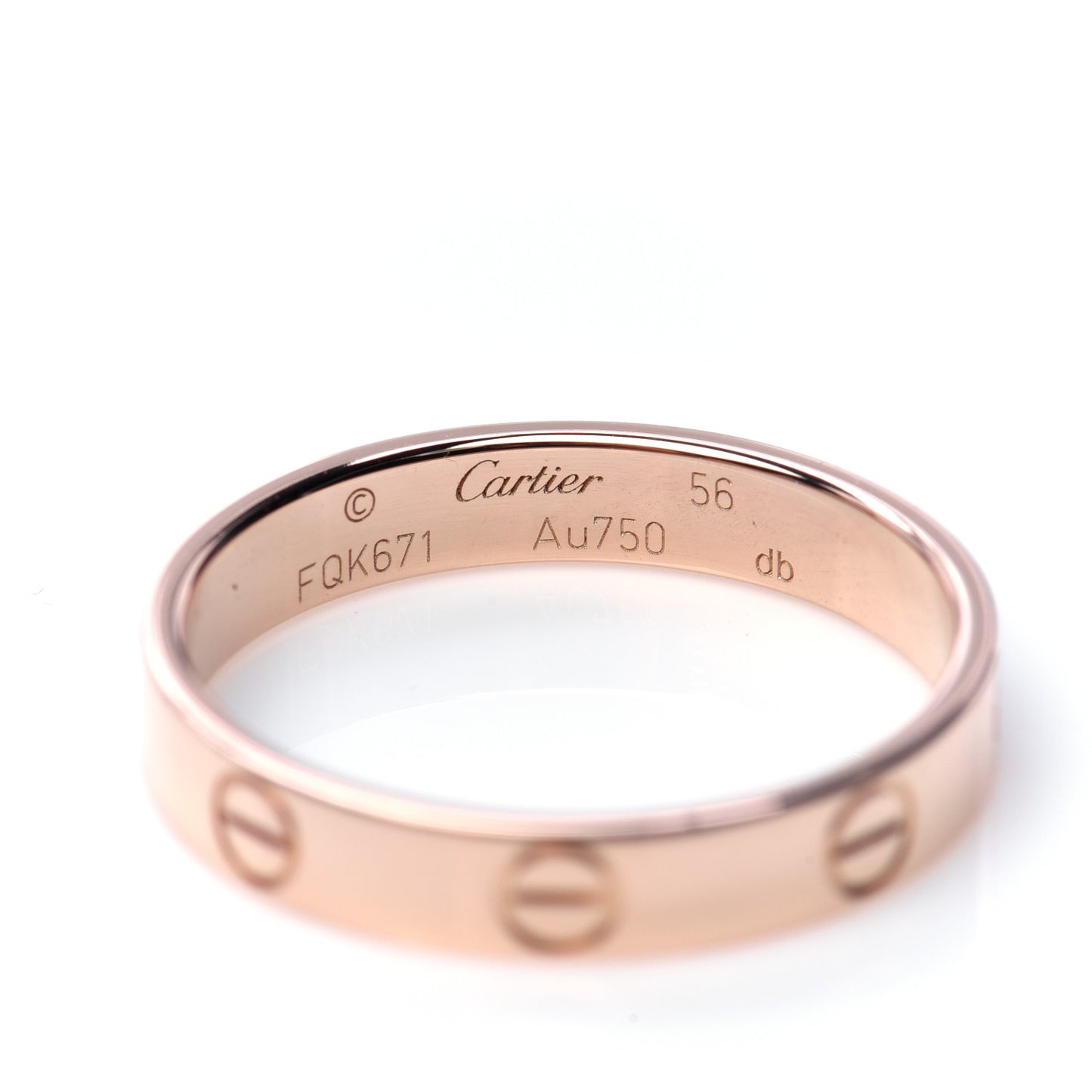 18K Pink Gold 3.5mm LOVE Wedding Band Ring 56 7.5