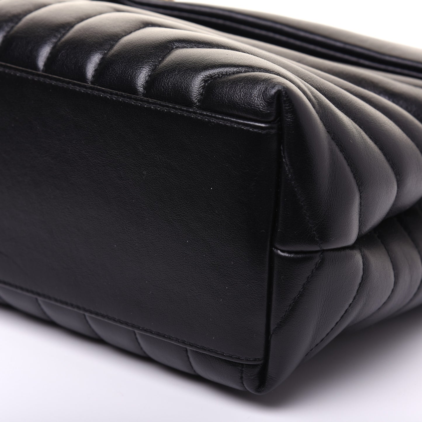 Calfskin Y Quilted Monogram Medium Loulou Chain Satchel Black