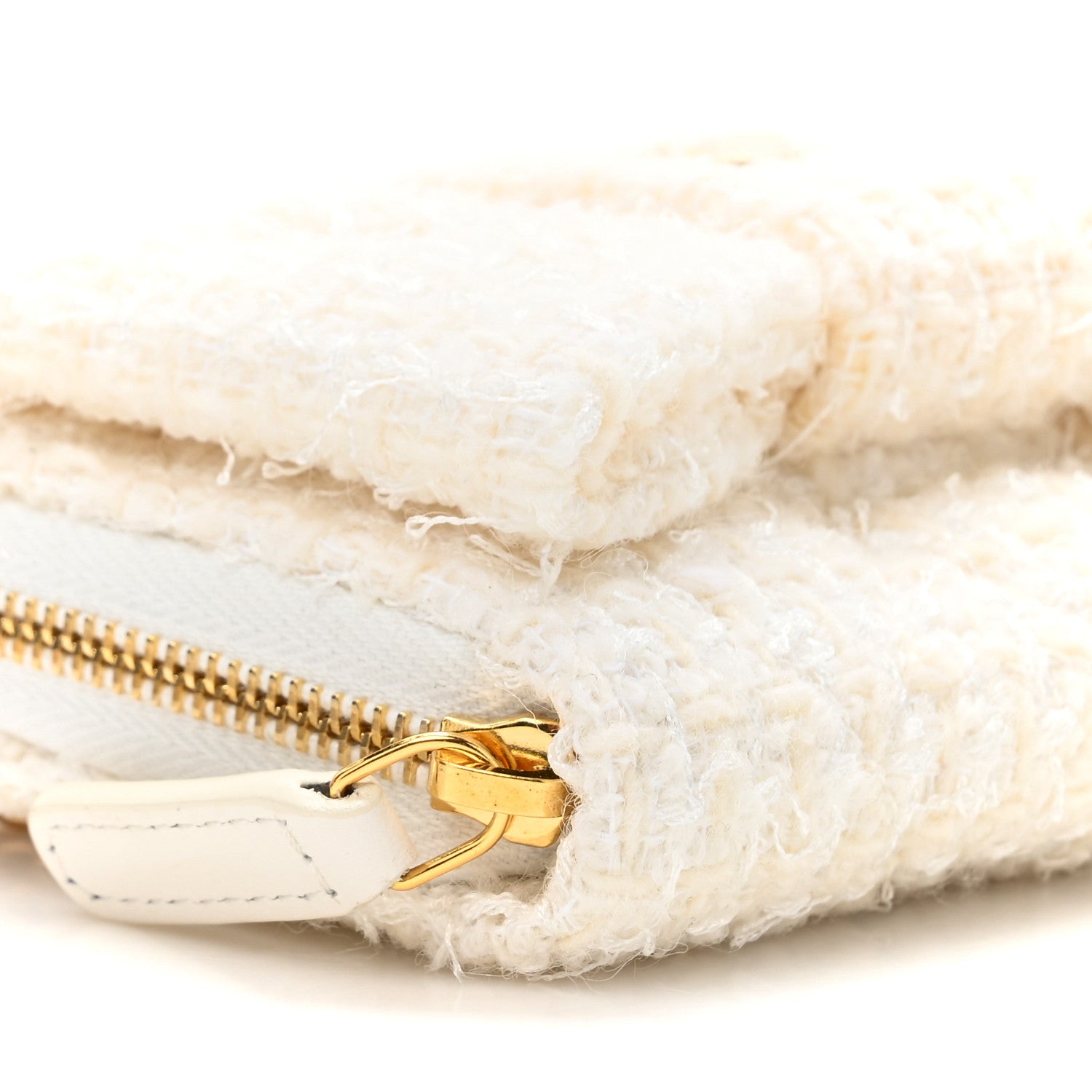 Chanel Tweed Quilted Bow Flap Card Holder On Chain White 10 of 11