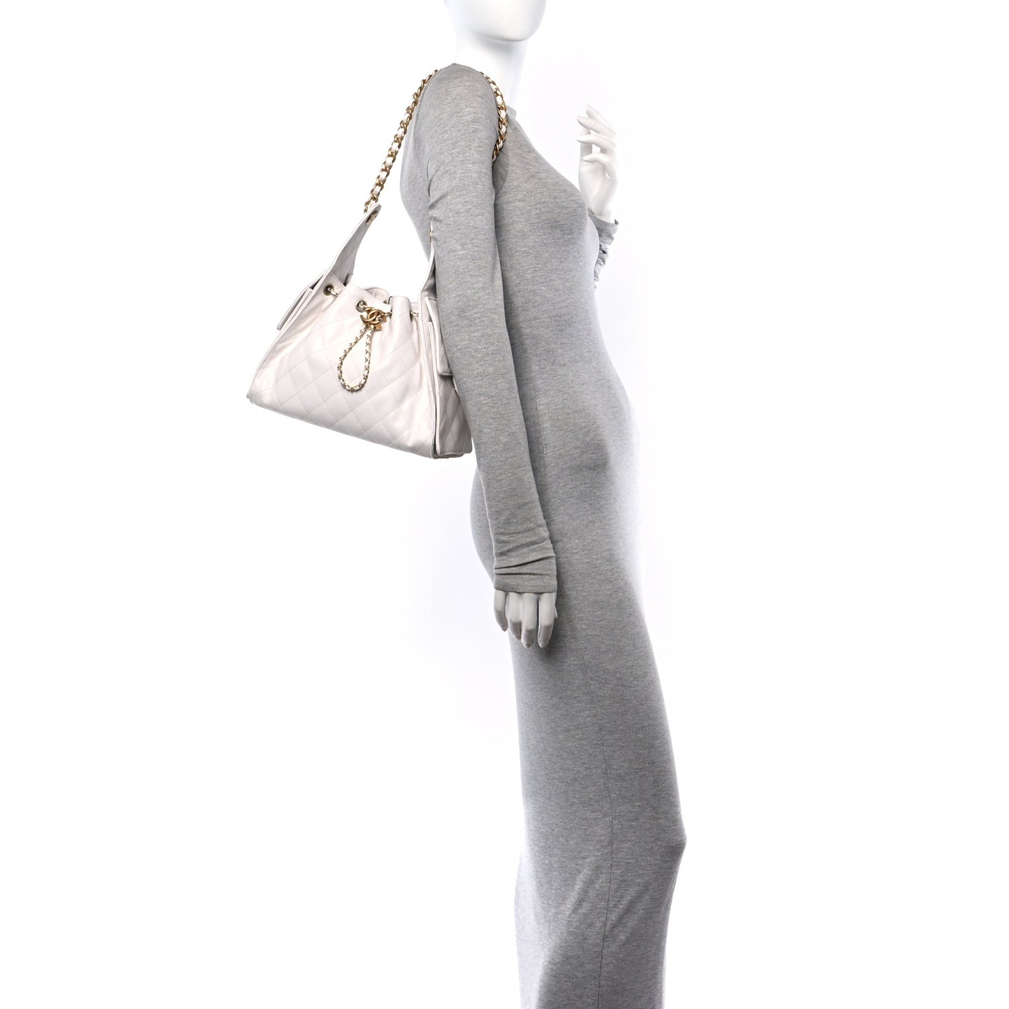 Caviar Quilted Small Chanel 25 Handbag White