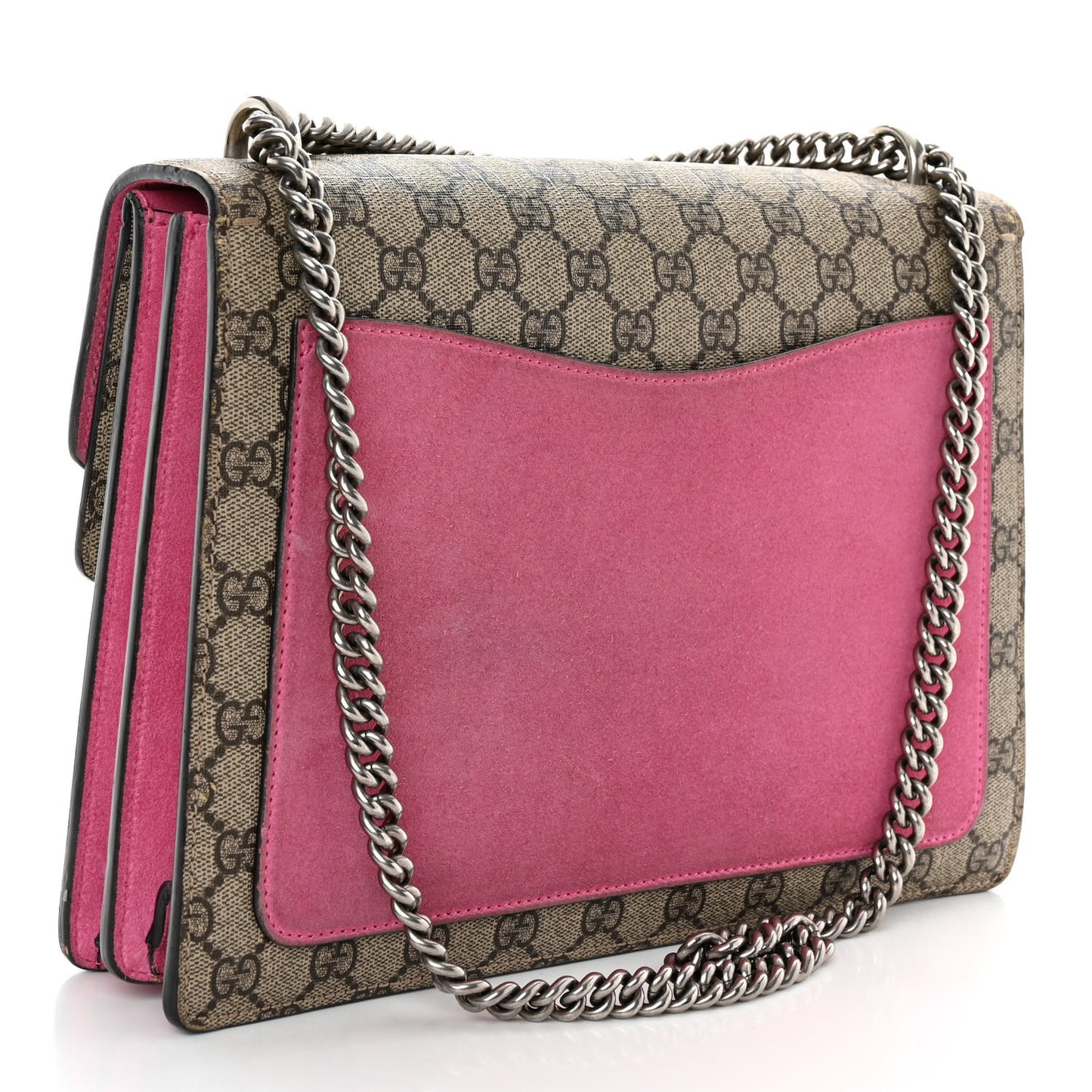 GG Supreme Monogram Suede Pierced Heart Embroidered Medium Dionysus Shoulder Bag Beige Ebony Pink Tropical Flower