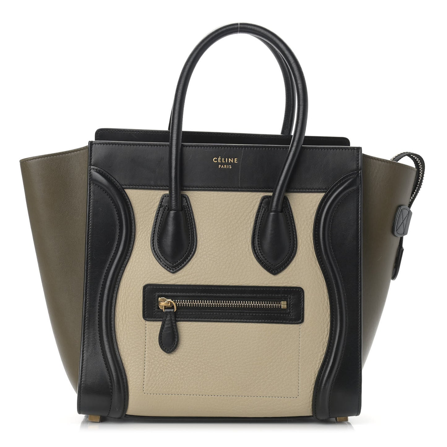 Textured Calfskin Micro Tri-Color Luggage Olive