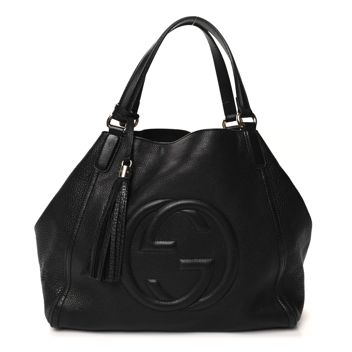 Pebbled Calfskin Medium Soho Shoulder Bag Black