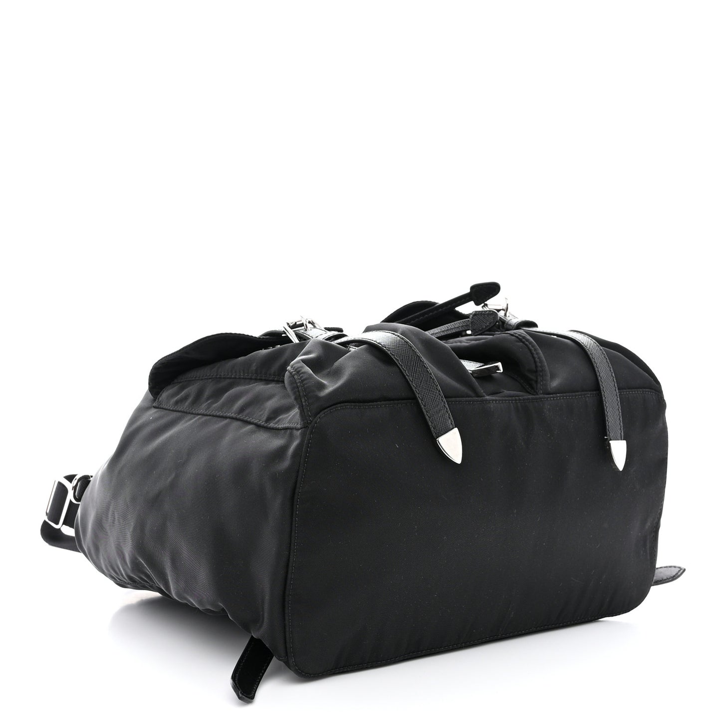 Nylon Vela Saffiano Medium Backpack Black