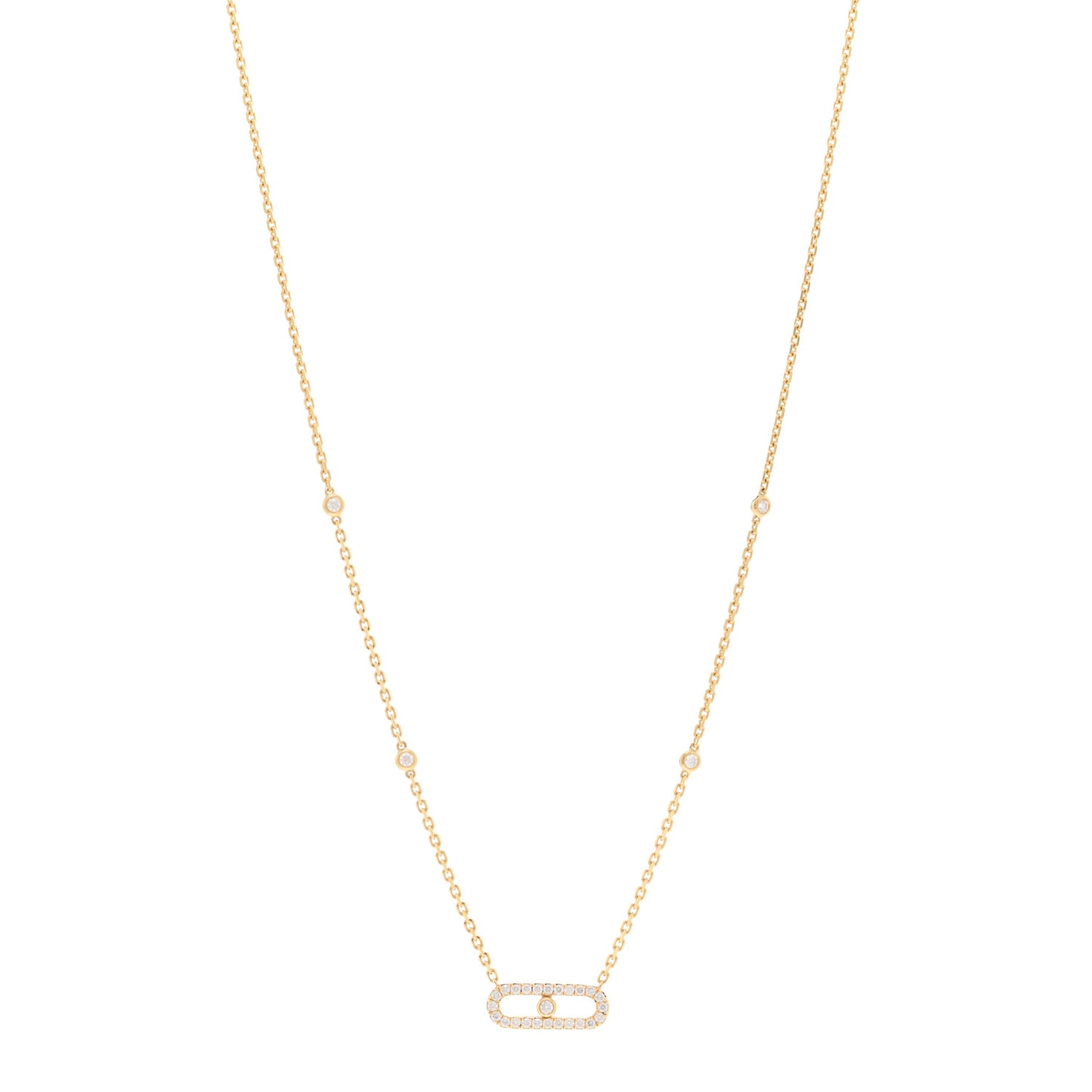 18K Yellow Gold Diamond Move Uno Pave Necklace