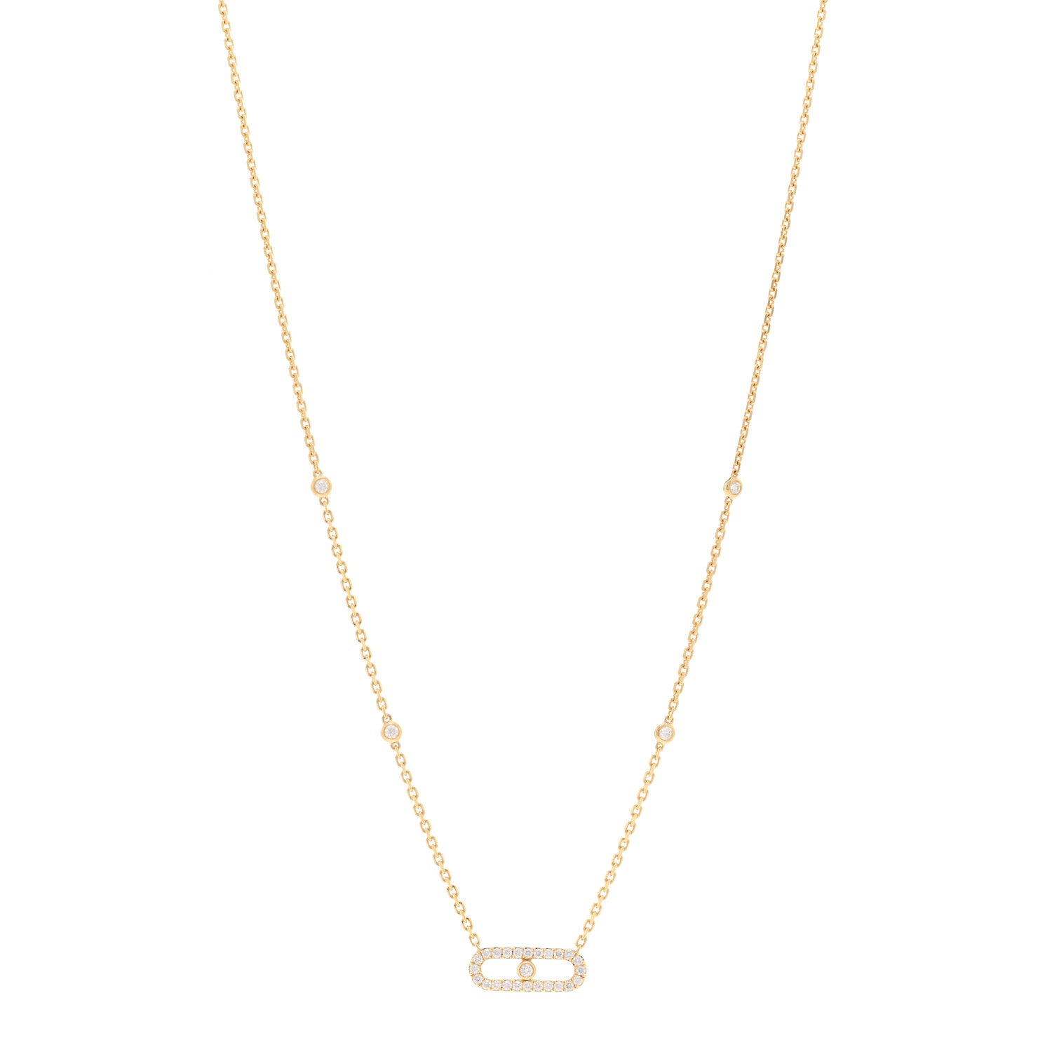 Messika 18K Yellow Gold Diamond Move Uno Pave Necklace 1 of 4