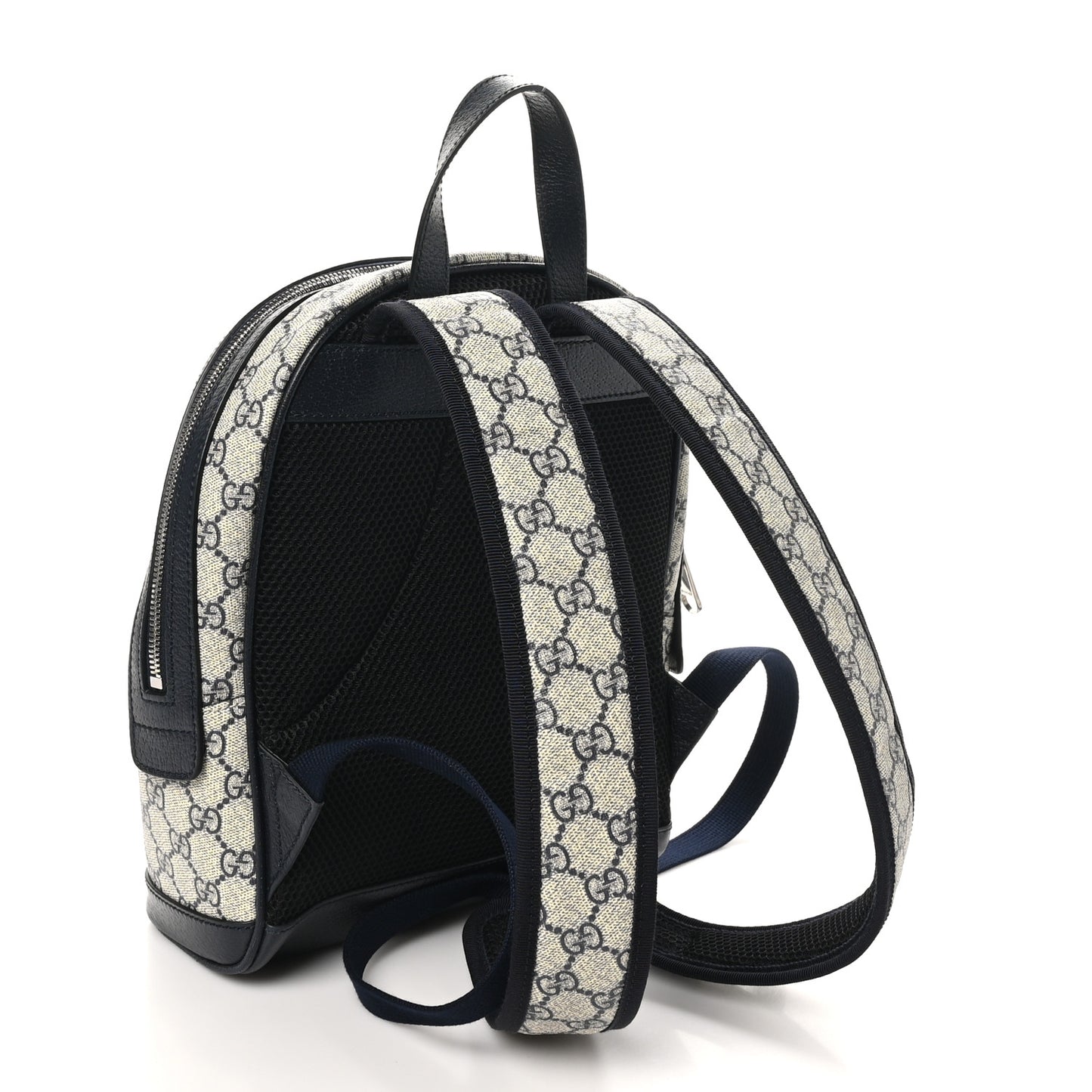 GG Supreme Monogram Textured Dollar Calfskin Web Small Ophidia Day Backpack Beige Blue Black