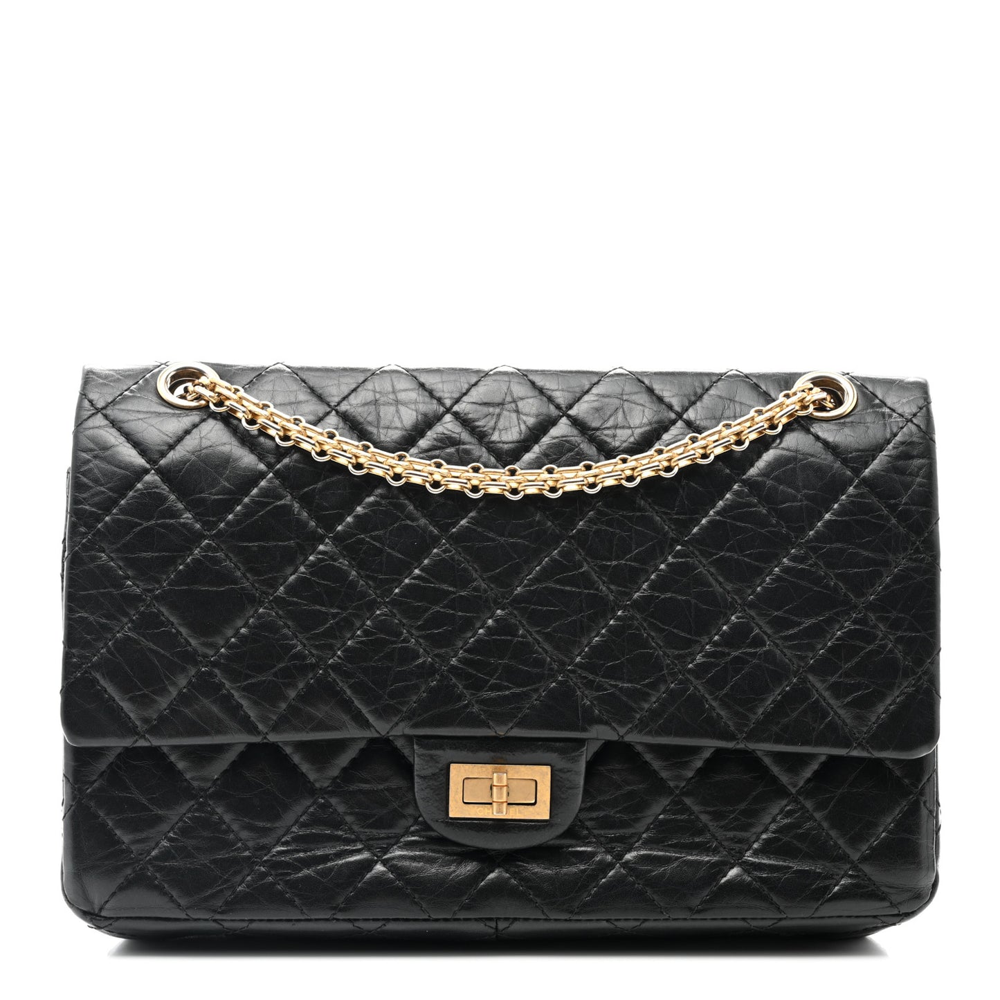 Aged Calfskin Quilted 2.55 Reissue 226 Flap Black