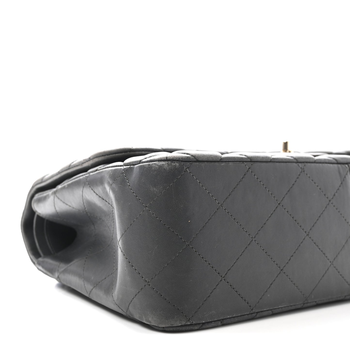 Lambskin Quilted Jumbo Double Flap Dark Grey