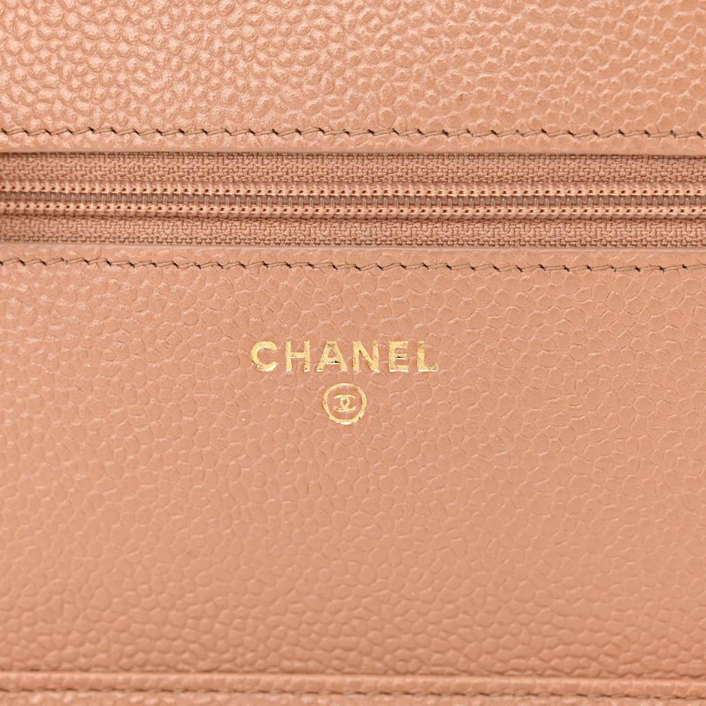 Caviar Quilted Golden Class Wallet On Chain WOC Beige