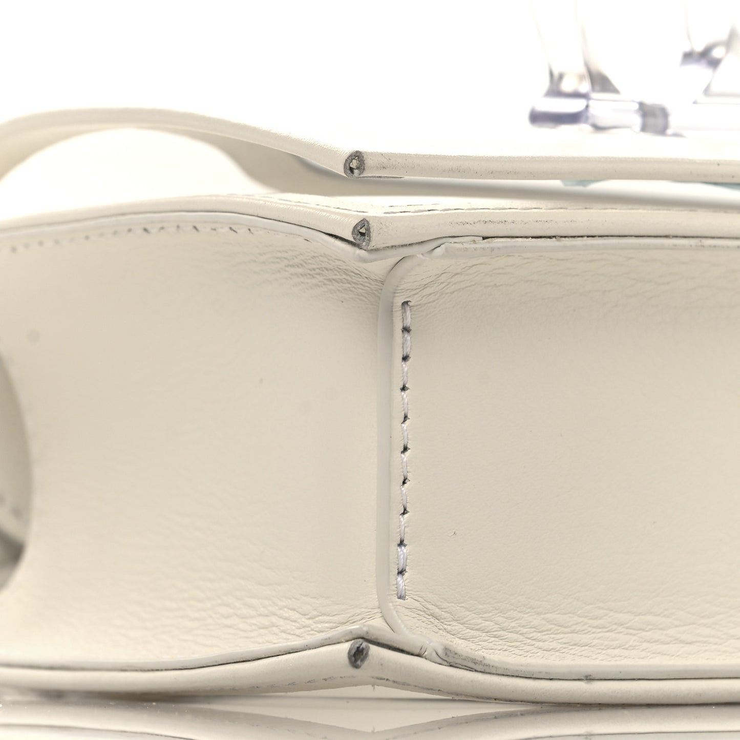 Polyurethane Calfskin Transparent Jeweled Knuckle Satchel Clear White