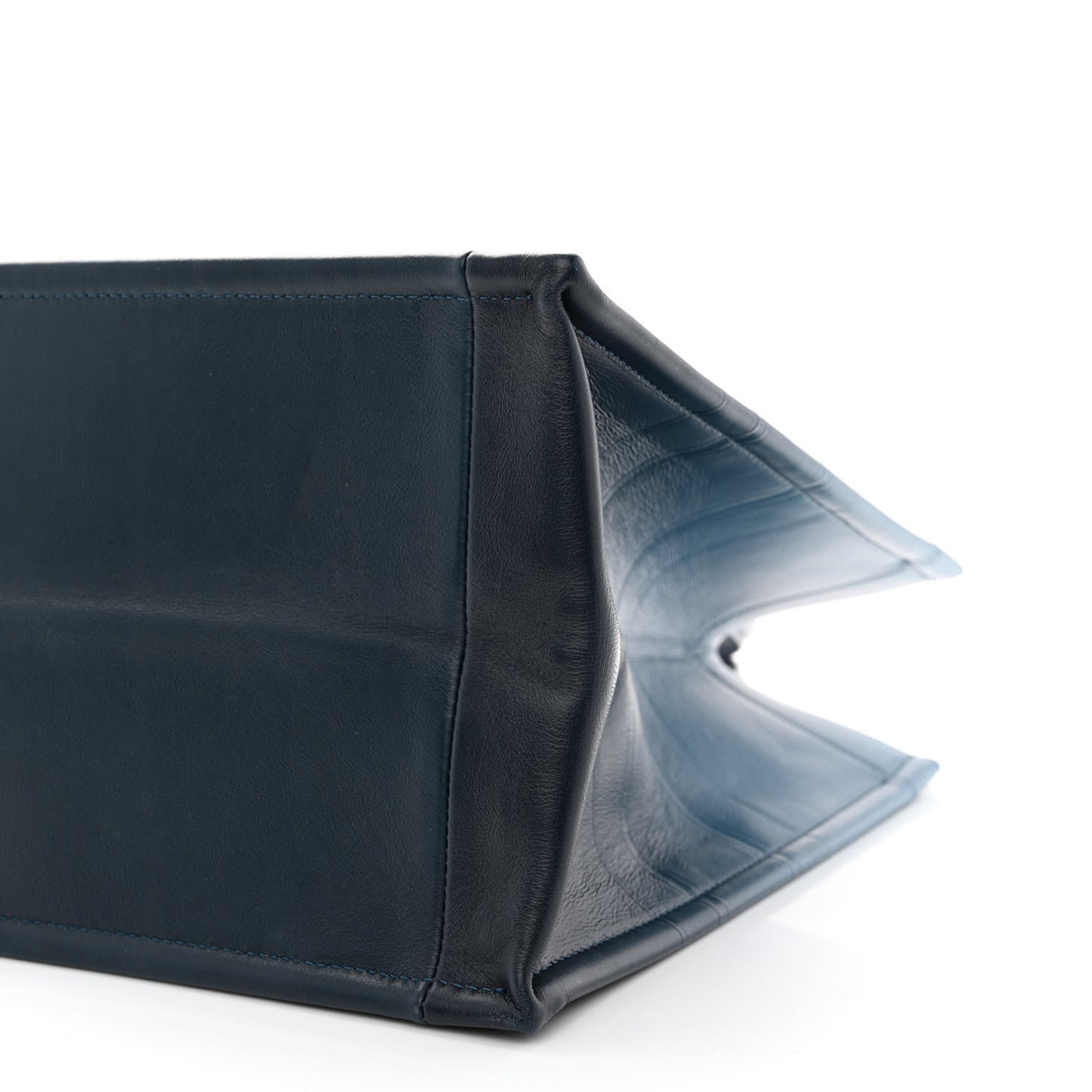 Gradient Smooth Calfskin Embossed Medium Book Tote Indigo Blue
