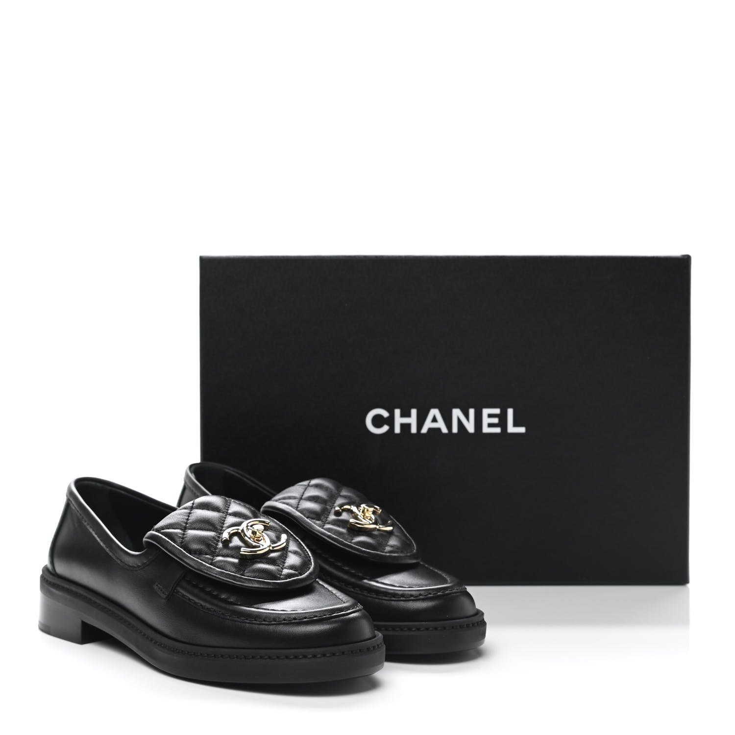 Chanel Lambskin Quilted CC Turnlock Loafers 35.5 Black 9 of 9