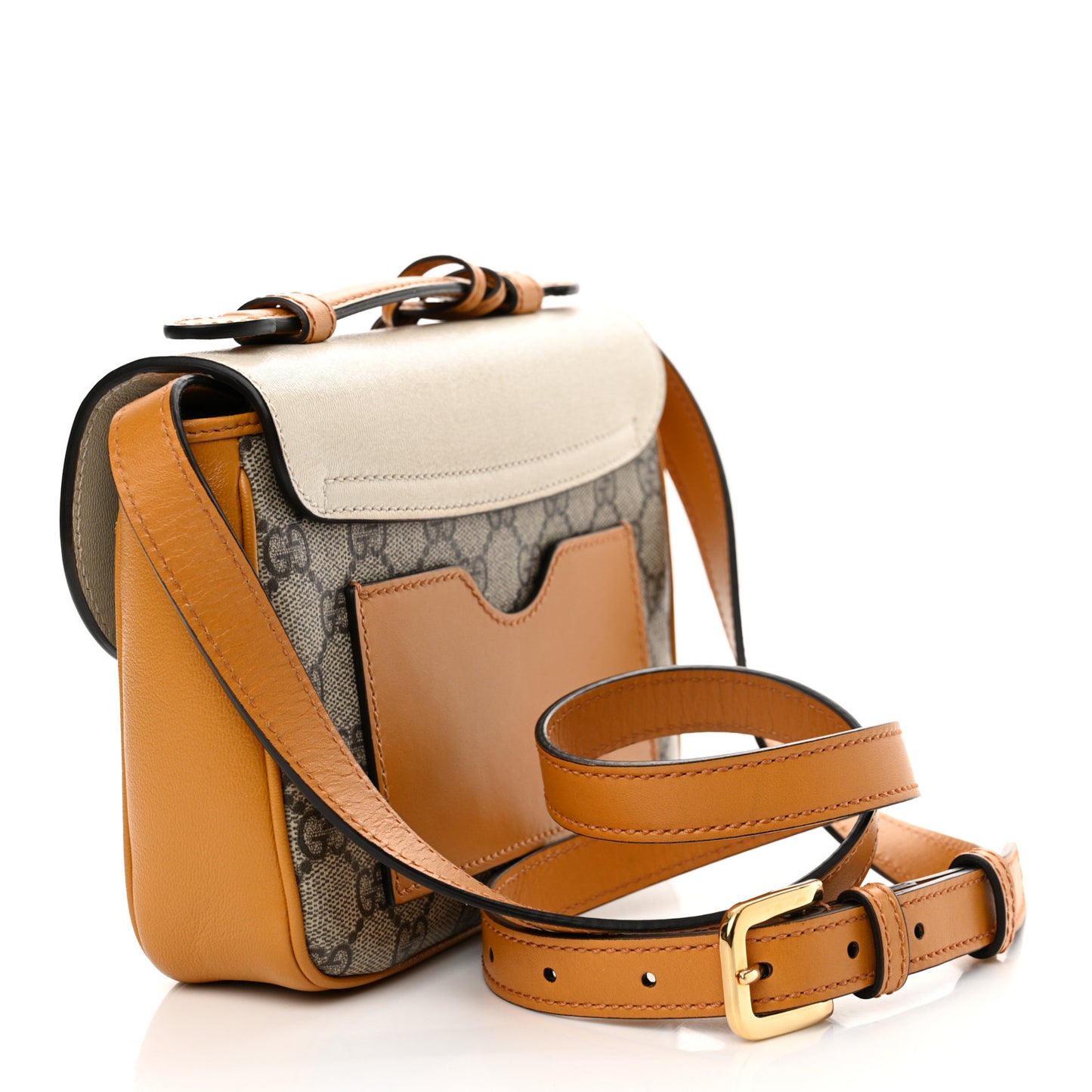 GG Supreme Monogram Calfskin Mini Padlock Flap Pocket Shoulder Bag Beige Mystic White Sun Oil