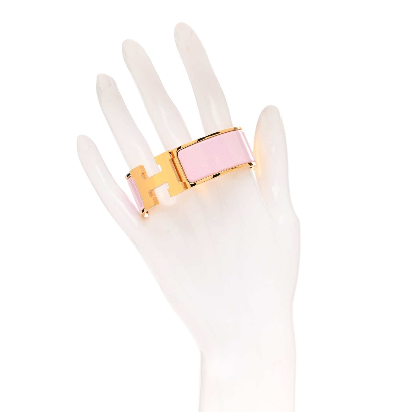 Enamel Wide Clic Clac H Bracelet PM Rose Dragee