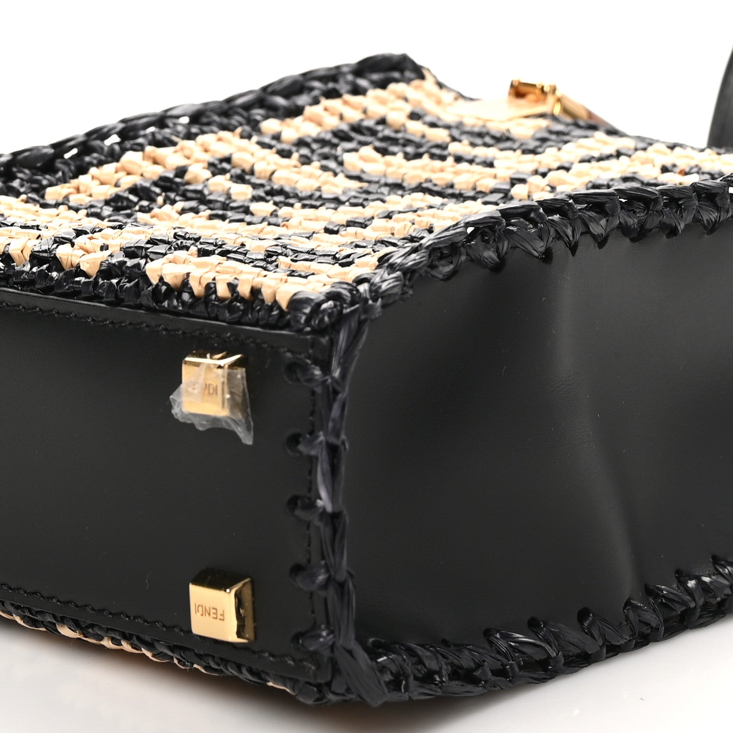 Fendi Raffia Plexiglass Crochet Mini Sunshine Shopper Tote Black 10 of 10
