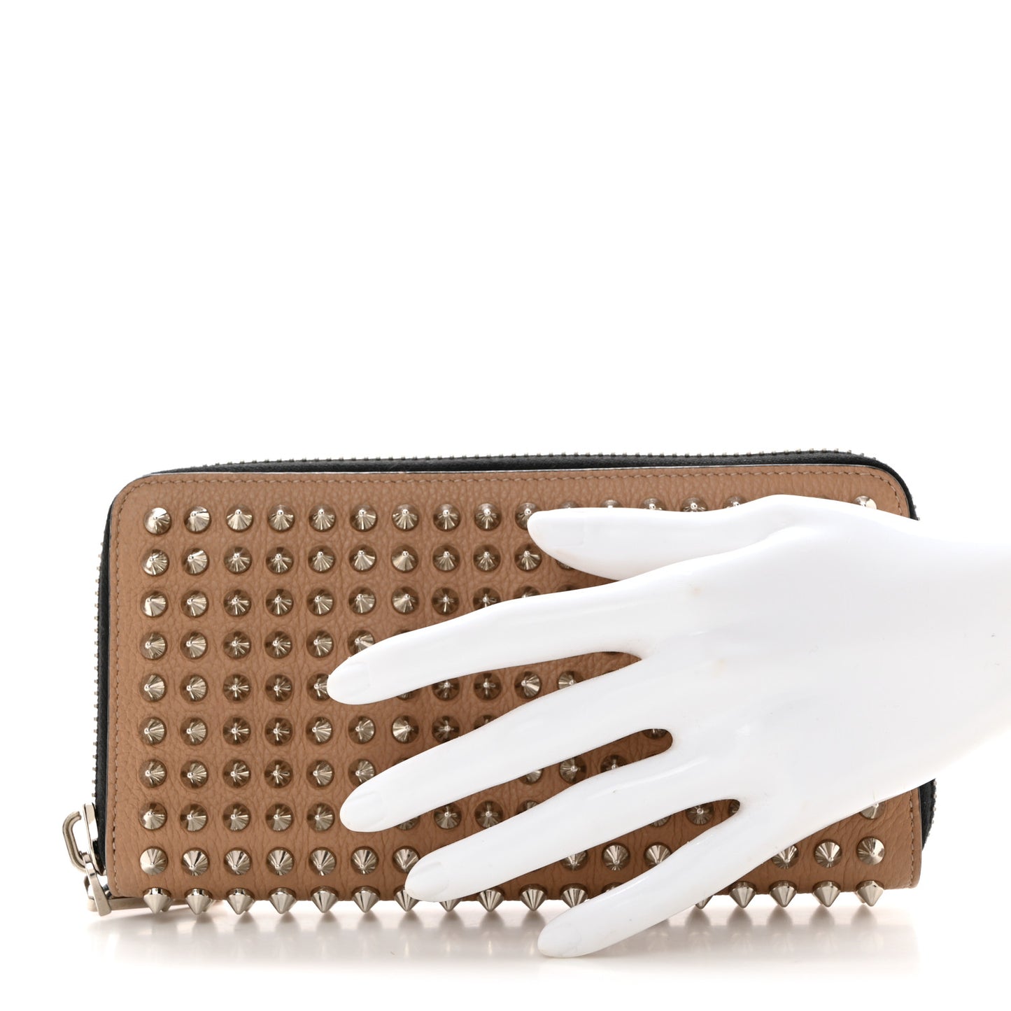 Calfskin Panettone Spiked Zip Around Wallet Dune