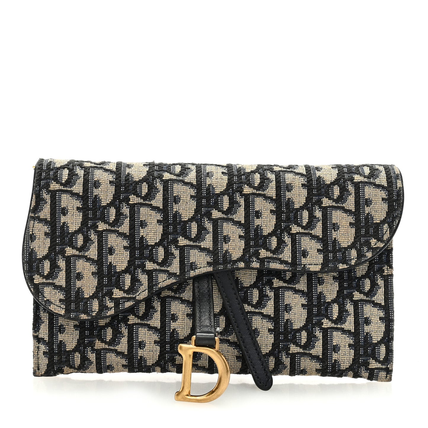 Oblique Saddle Chain Long Wallet Blue
