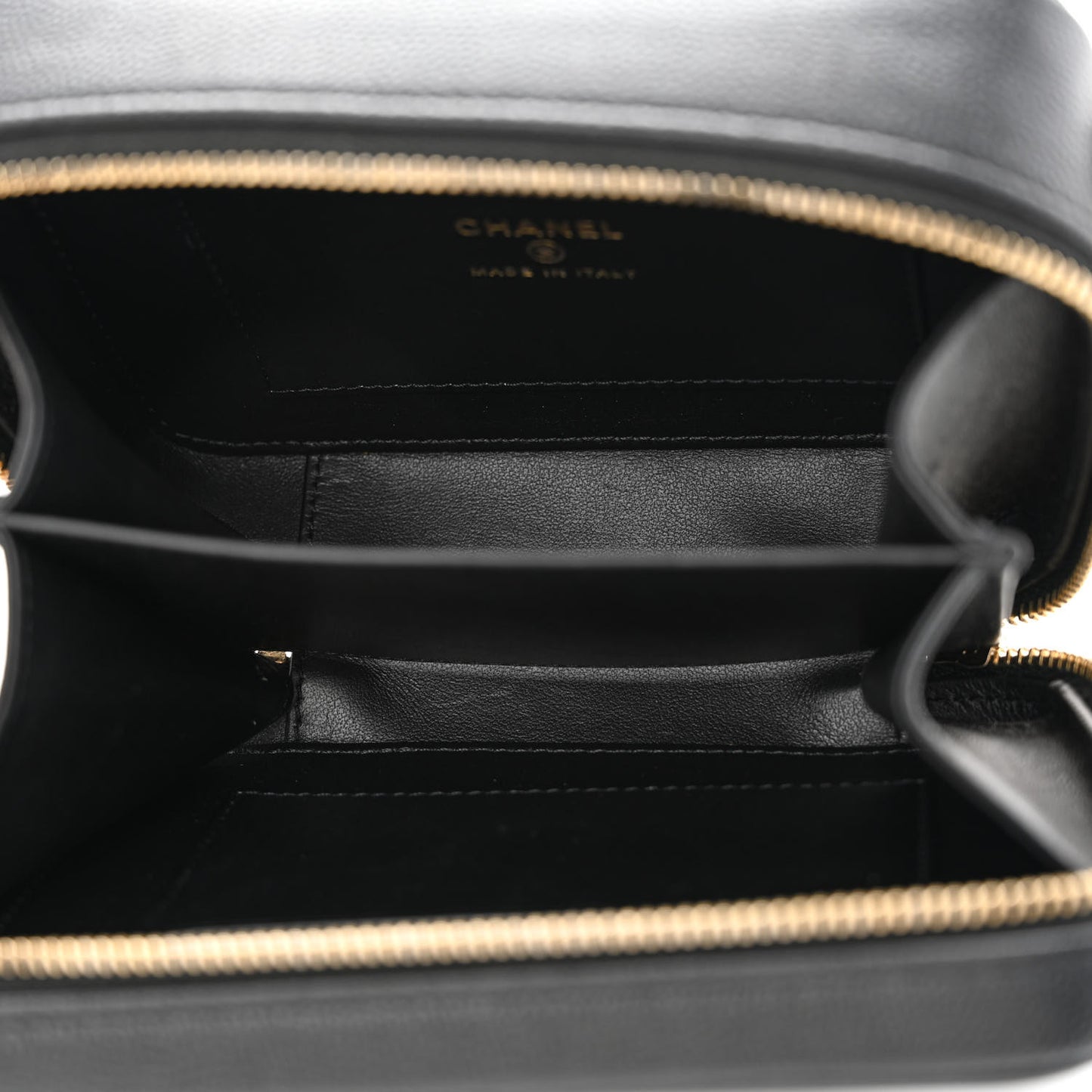 Caviar Quilted CC Filigree Vanity Clutch With Chain Black