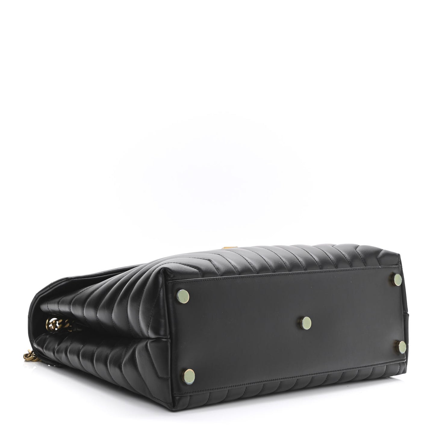 Calfskin Y Quilted Monogram Large Loulou Chain Satchel Black