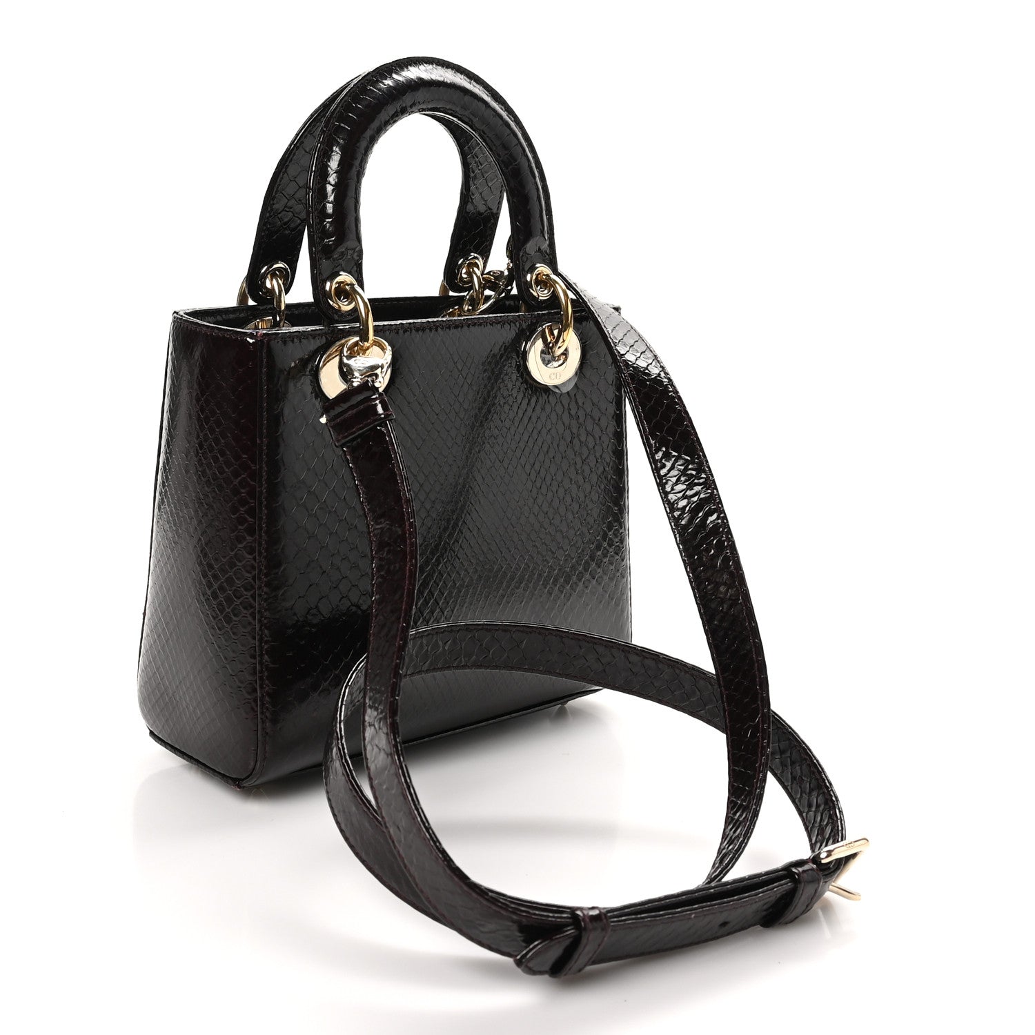 Christian Dior Snakeskin Small Lady Dior Burgundy 3 of 9