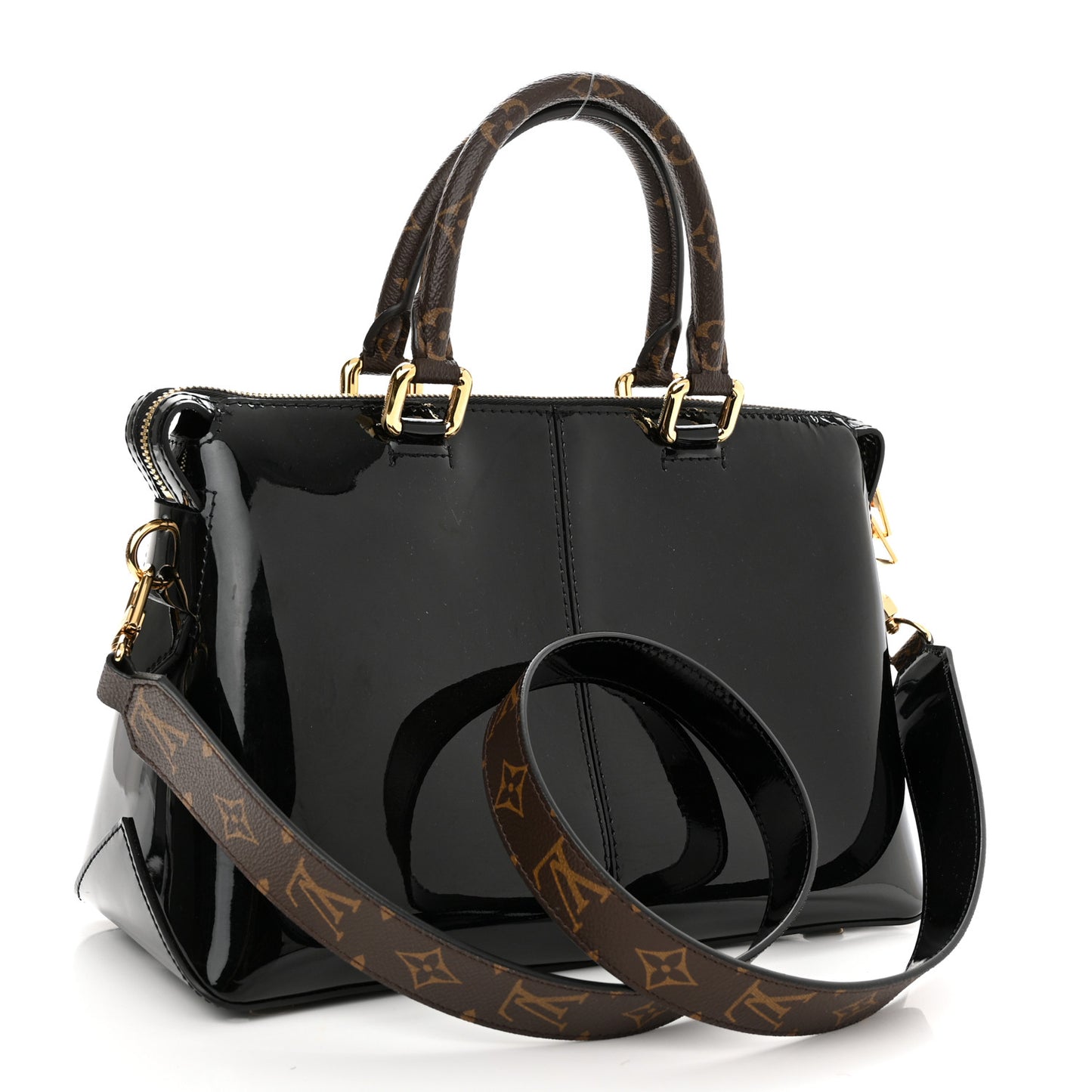 Patent Calfskin Miroir Tote Black