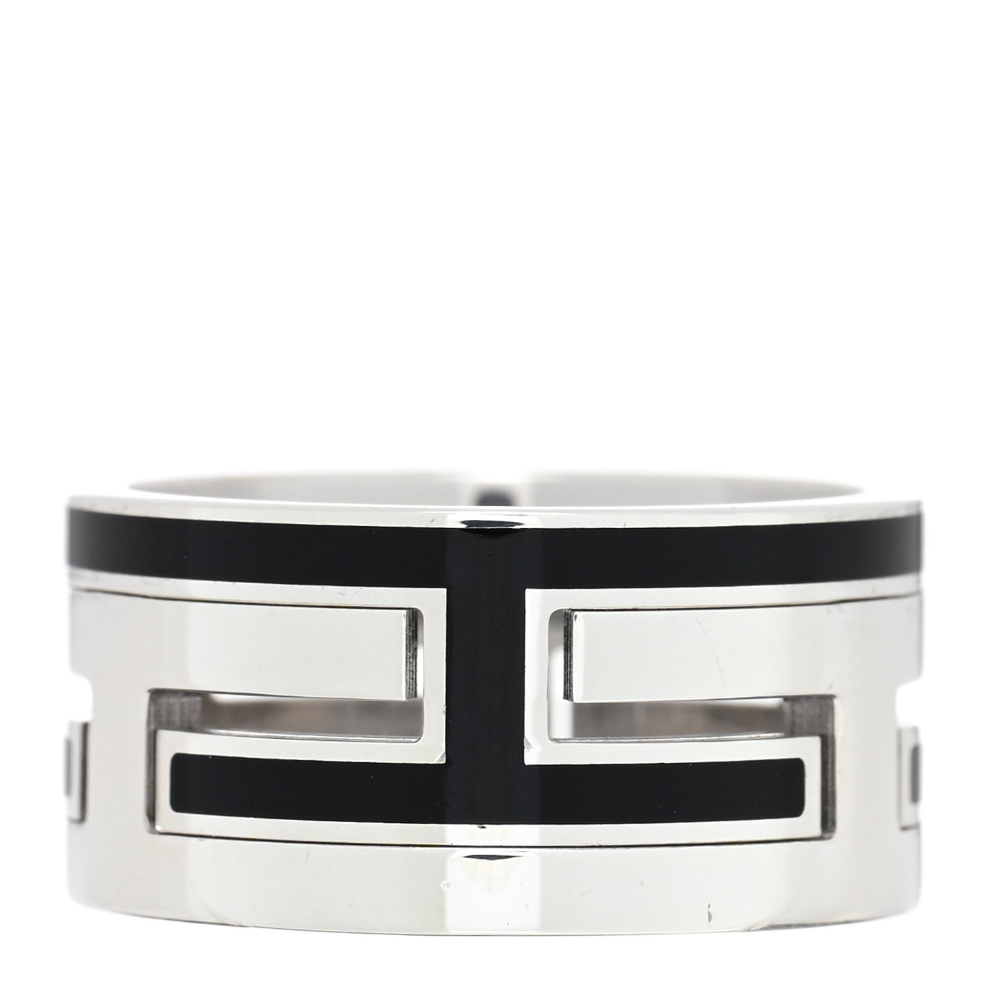 Sterling Silver Enamel Move H Ring 53 6.25 Black